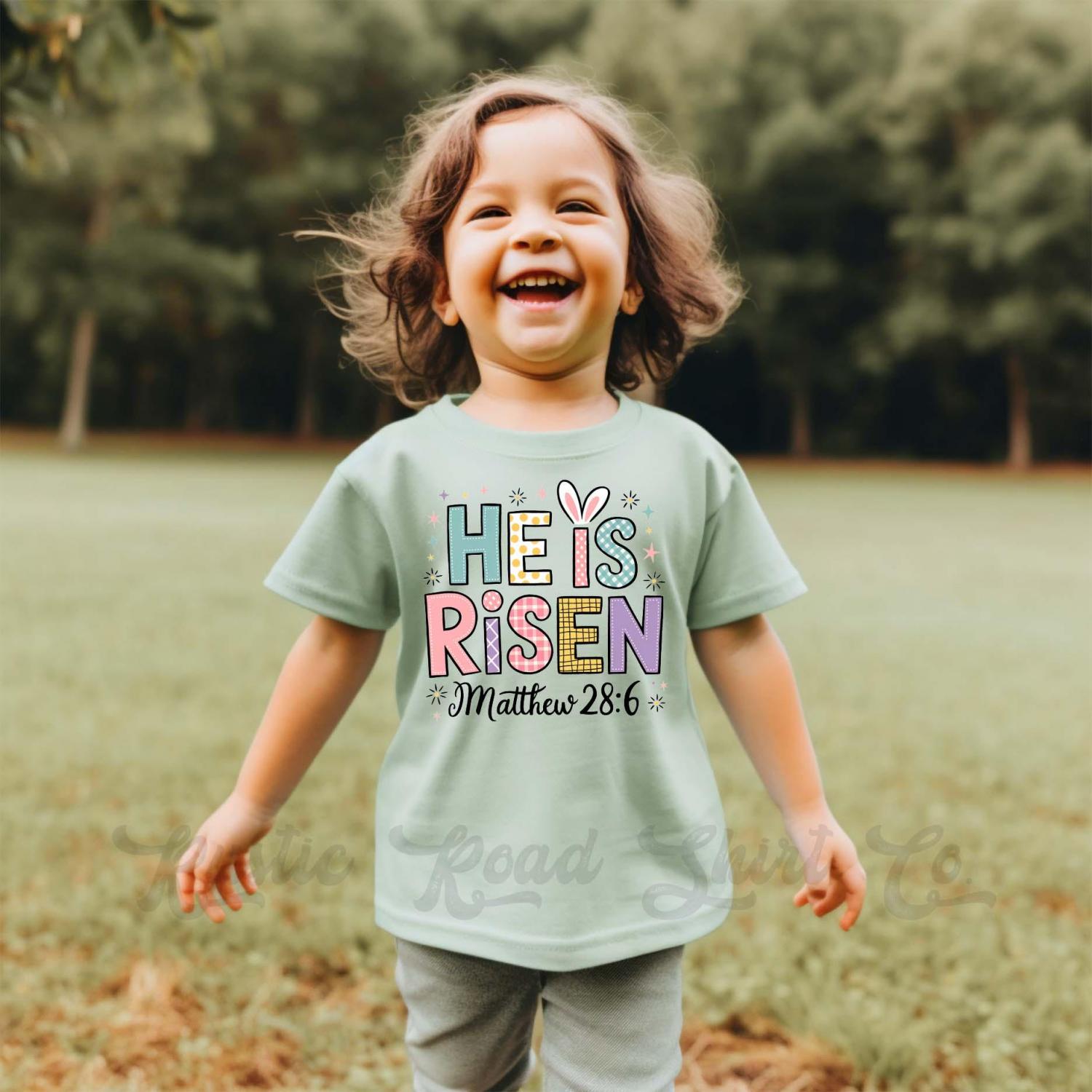 Girls Easter Shirt, He is Risen Shirt, Toddler Easter Outfit, Easter Basket Gift
