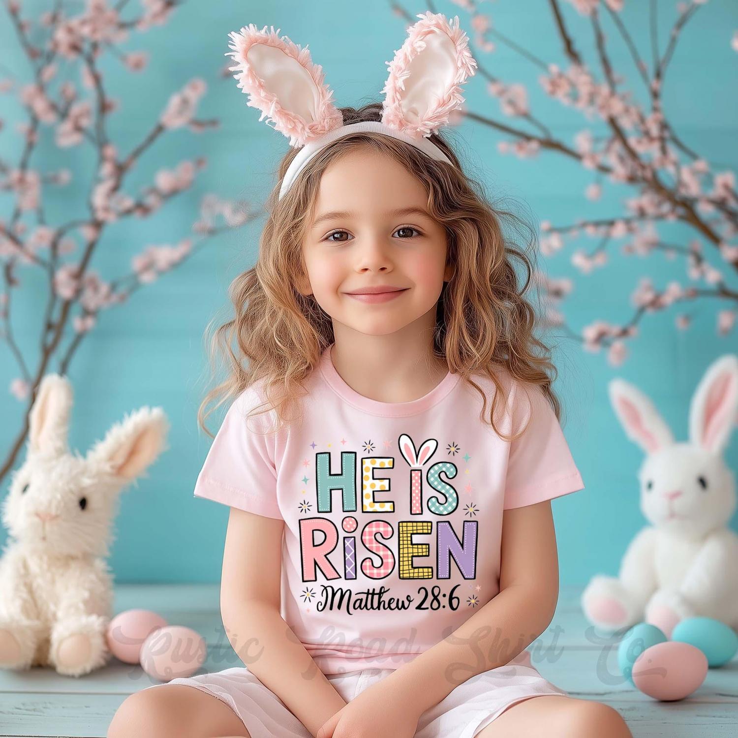 Girls Easter Shirt, He is Risen Shirt, Toddler Easter Outfit, Easter Basket Gift