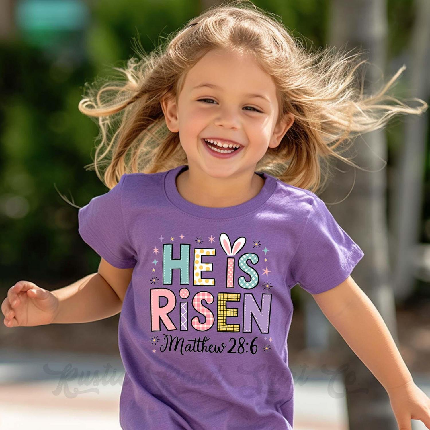 Girls Easter Shirt, He is Risen Shirt, Toddler Easter Outfit, Easter Basket Gift