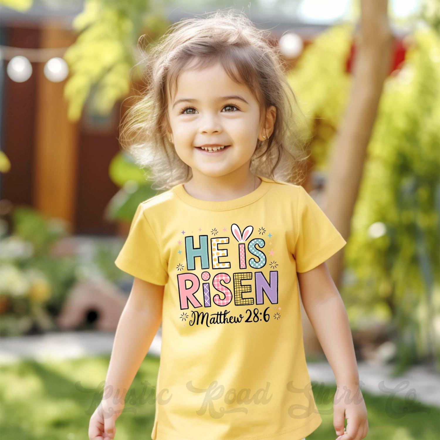 Girls Easter Shirt, He is Risen Shirt, Toddler Easter Outfit, Easter Basket Gift