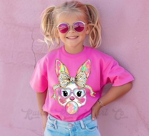 Girls Easter Shirt, Bubblegum Bunny Shirt, Coquette Easter Shirt, Toddler Easter Outfit, Easter Basket Gift