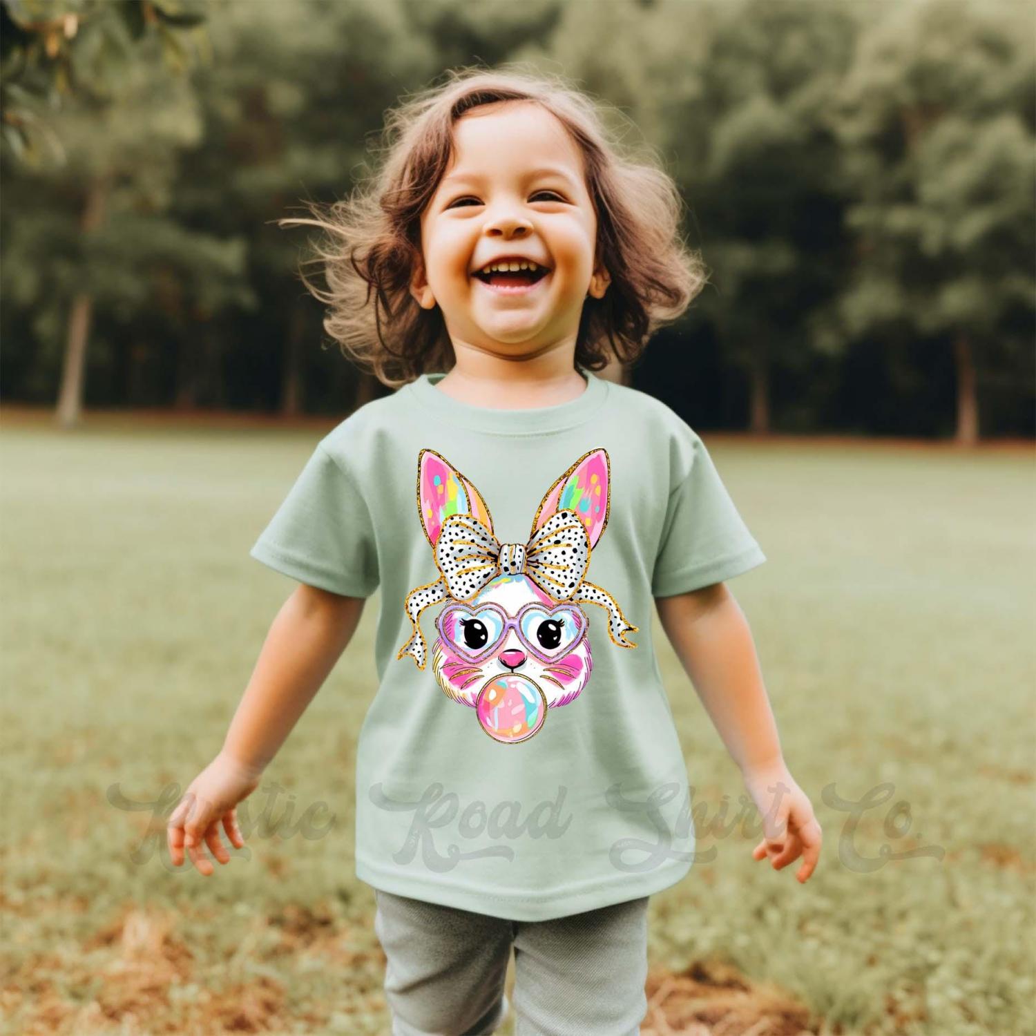 Girls Easter Shirt, Bubblegum Bunny Shirt, Coquette Easter Shirt, Toddler Easter Outfit, Easter Basket Gift
