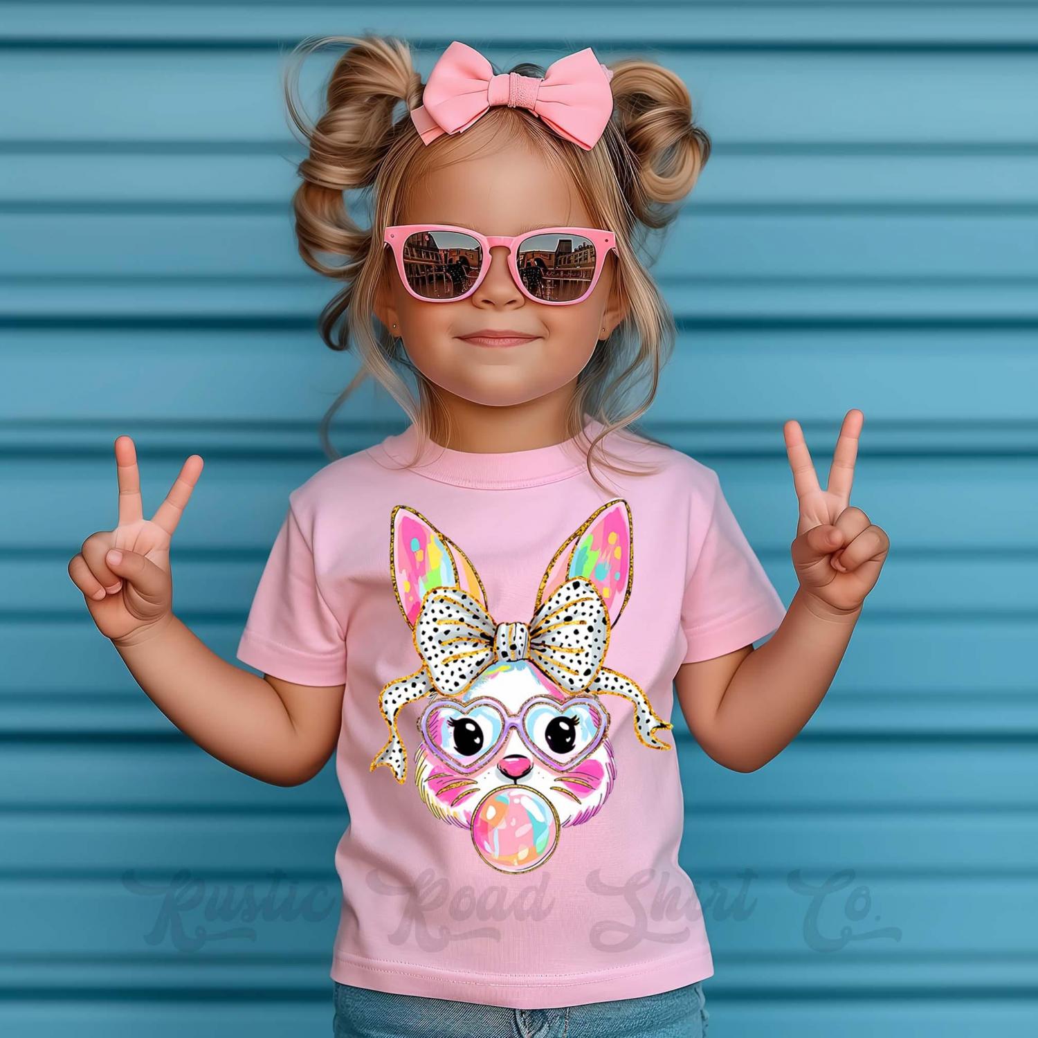 Girls Easter Shirt, Bubblegum Bunny Shirt, Coquette Easter Shirt, Toddler Easter Outfit, Easter Basket Gift