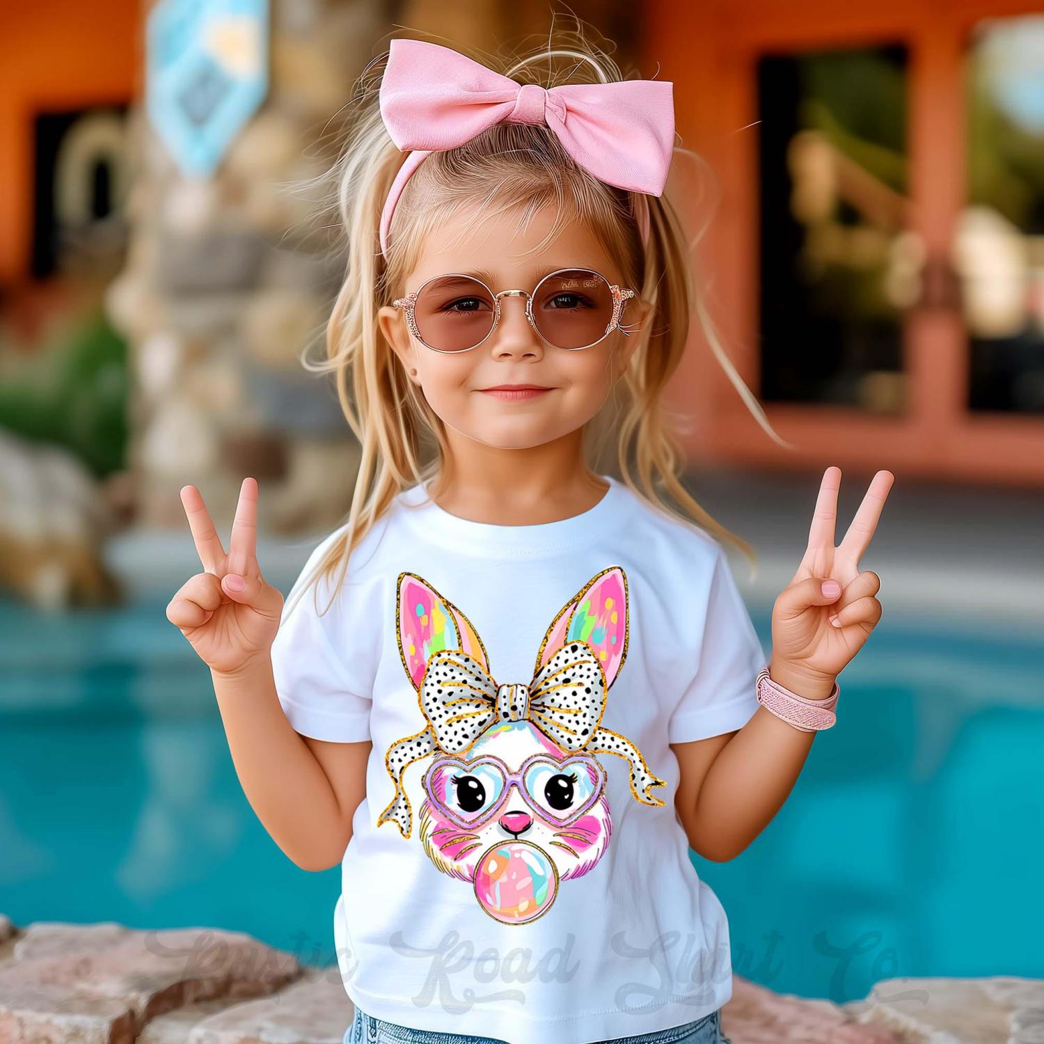 Girls Easter Shirt, Bubblegum Bunny Shirt, Coquette Easter Shirt, Toddler Easter Outfit, Easter Basket Gift