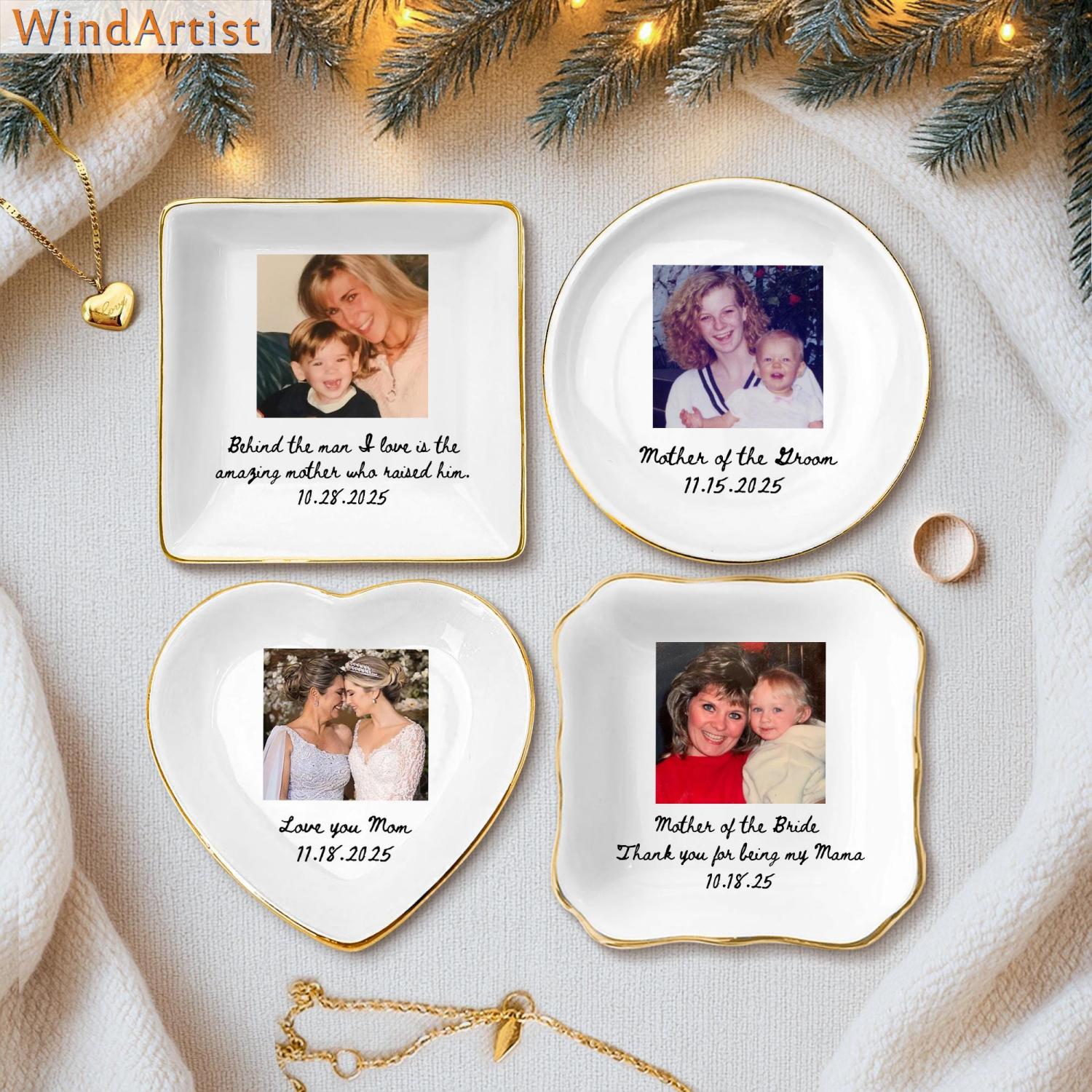 Custom Photo Mother of The Groom Jewelry Dish, Mother of The Bride Jewelry plate, Custom Jewelry Tray for Mom, Wedding Favor Gift For Mom