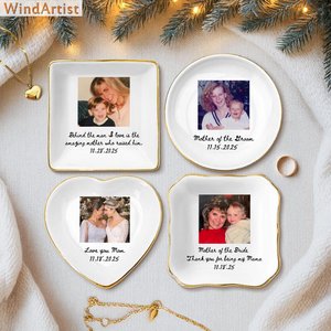 Custom Photo Mother of The Groom Jewelry Dish, Mother of The Bride Jewelry plate, Custom Jewelry Tray for Mom, Wedding Favor Gift For Mom
