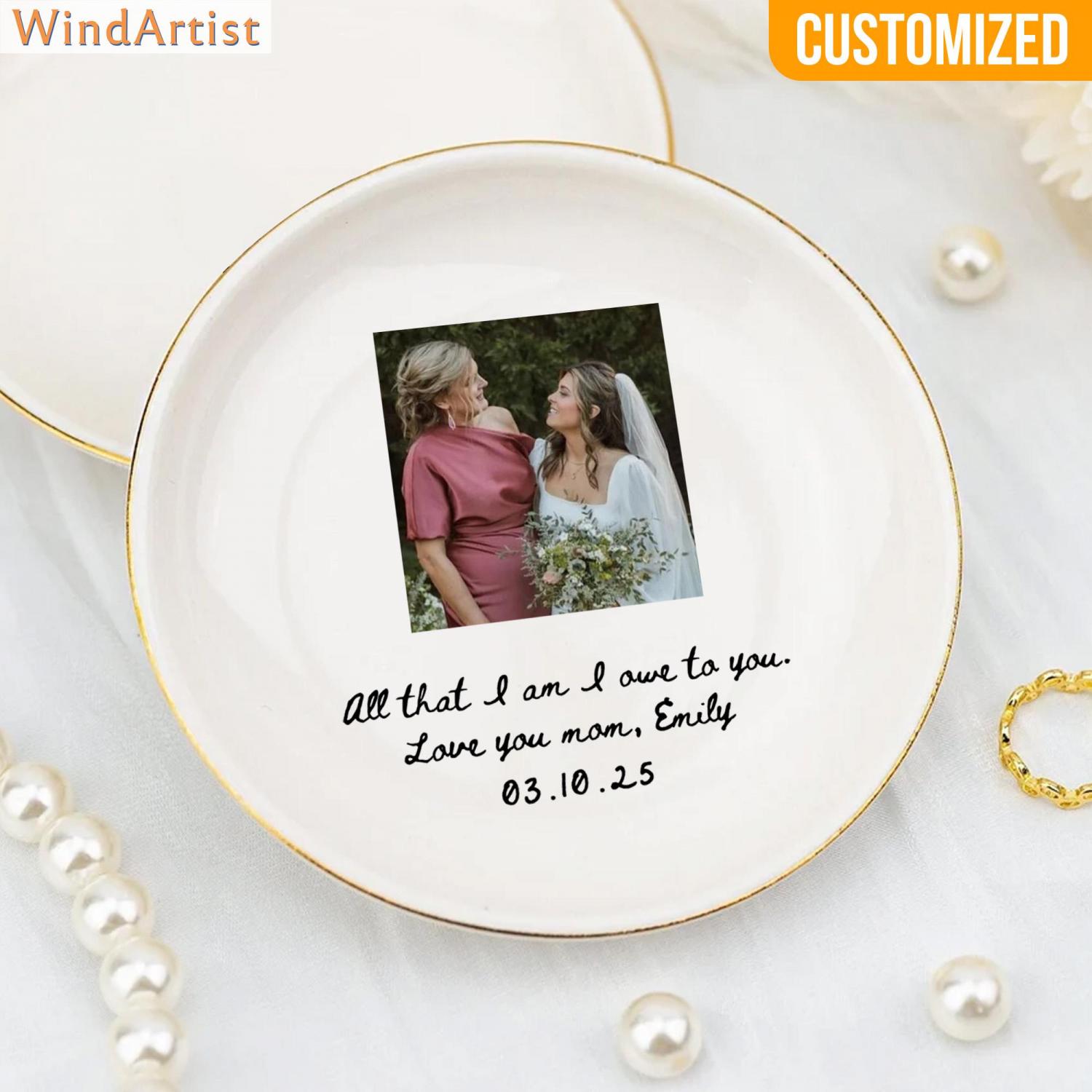 Custom Photo Mother of The Groom Jewelry Dish, Mother of The Bride Jewelry plate, Custom Jewelry Tray for Mom, Wedding Favor Gift For Mom