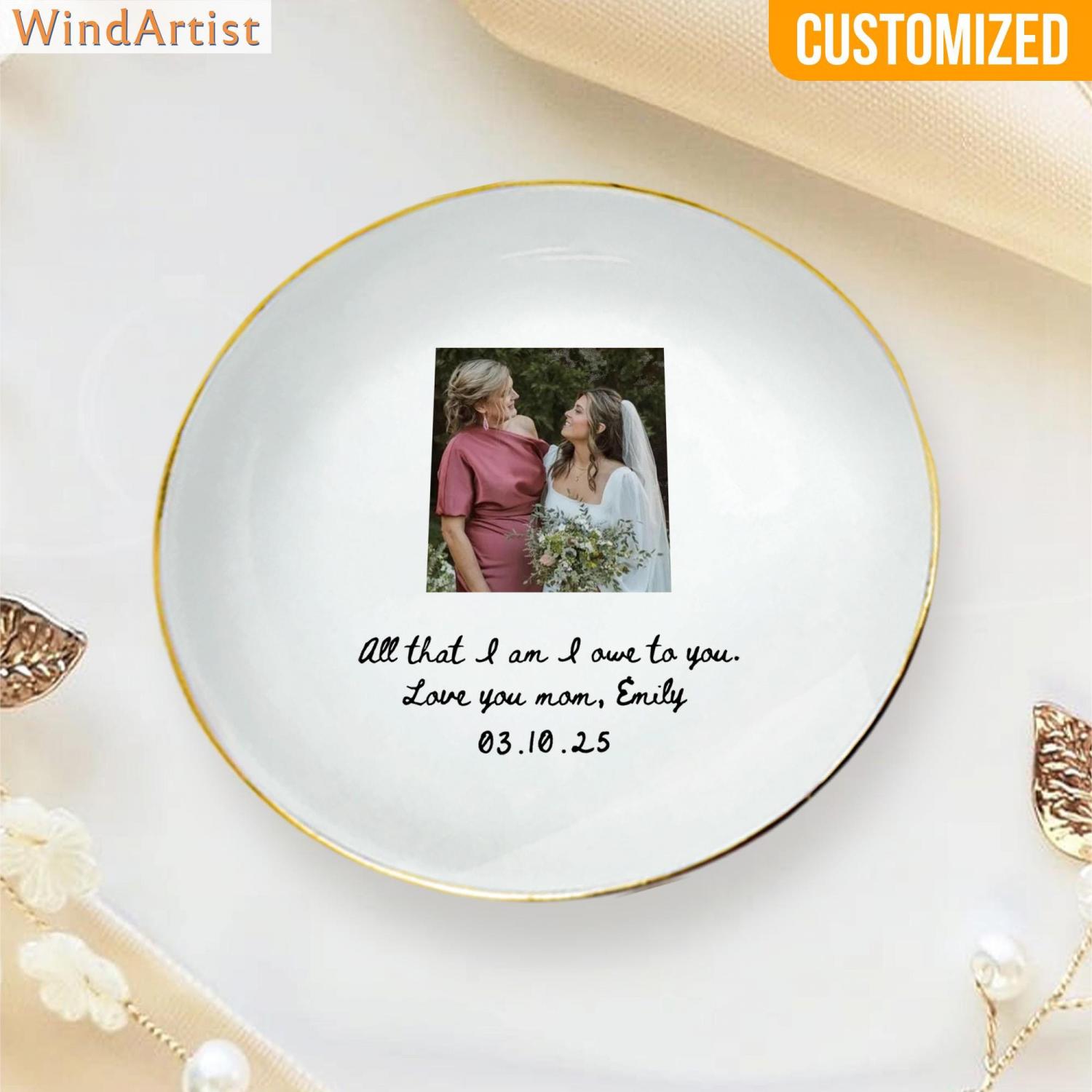 Custom Photo Mother of The Groom Jewelry Dish, Mother of The Bride Jewelry plate, Custom Jewelry Tray for Mom, Wedding Favor Gift For Mom