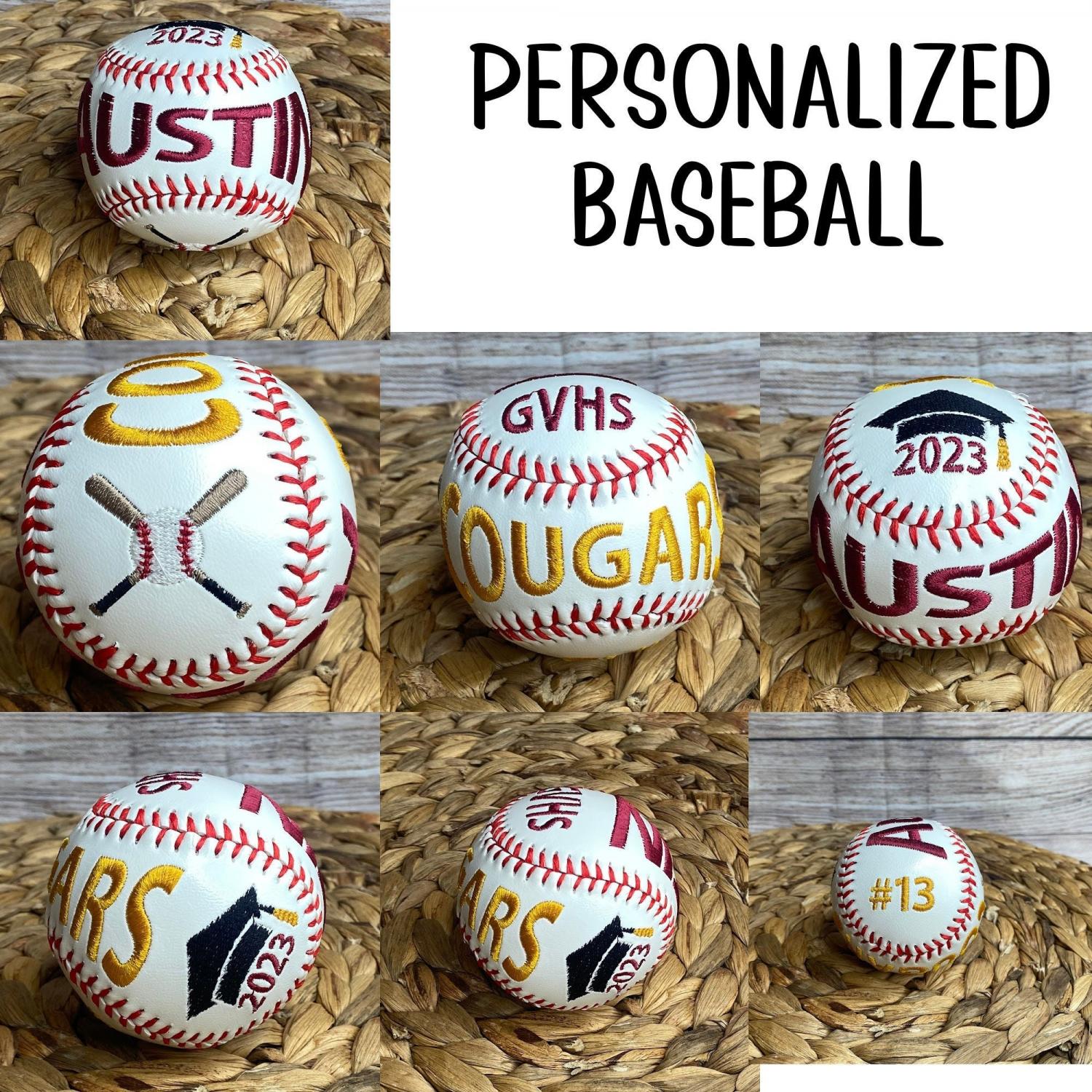 Personalized Custom Embroidered Baseball • Senior Night Gift • Graduation Keepsake • Team Gift • Embroidered Baseball Gift