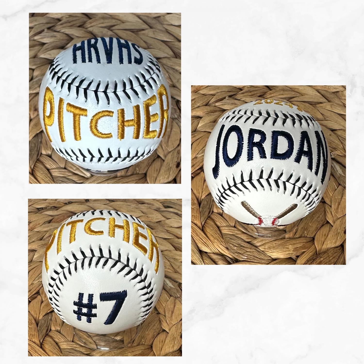 Personalized Custom Embroidered Baseball • Senior Night Gift • Graduation Keepsake • Team Gift • Embroidered Baseball Gift