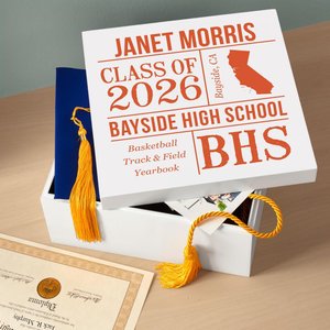 Personalized Keepsake Box - For Graduation - Class of 2026 - Custom Graduate Memento Box - All About The Graduate - Available In 7 Colors