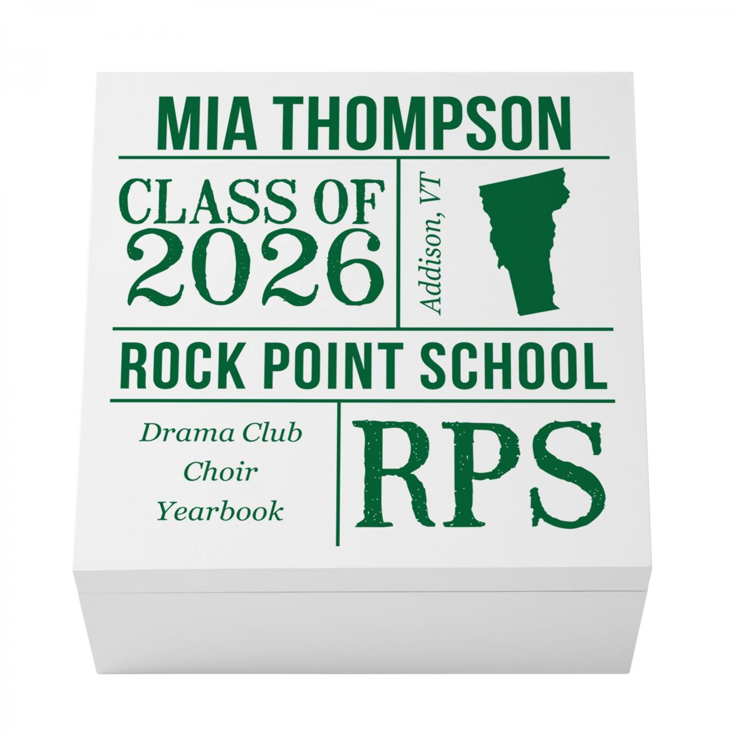 Personalized Keepsake Box - For Graduation - Class of 2026 - Custom Graduate Memento Box - All About The Graduate - Available In 7 Colors