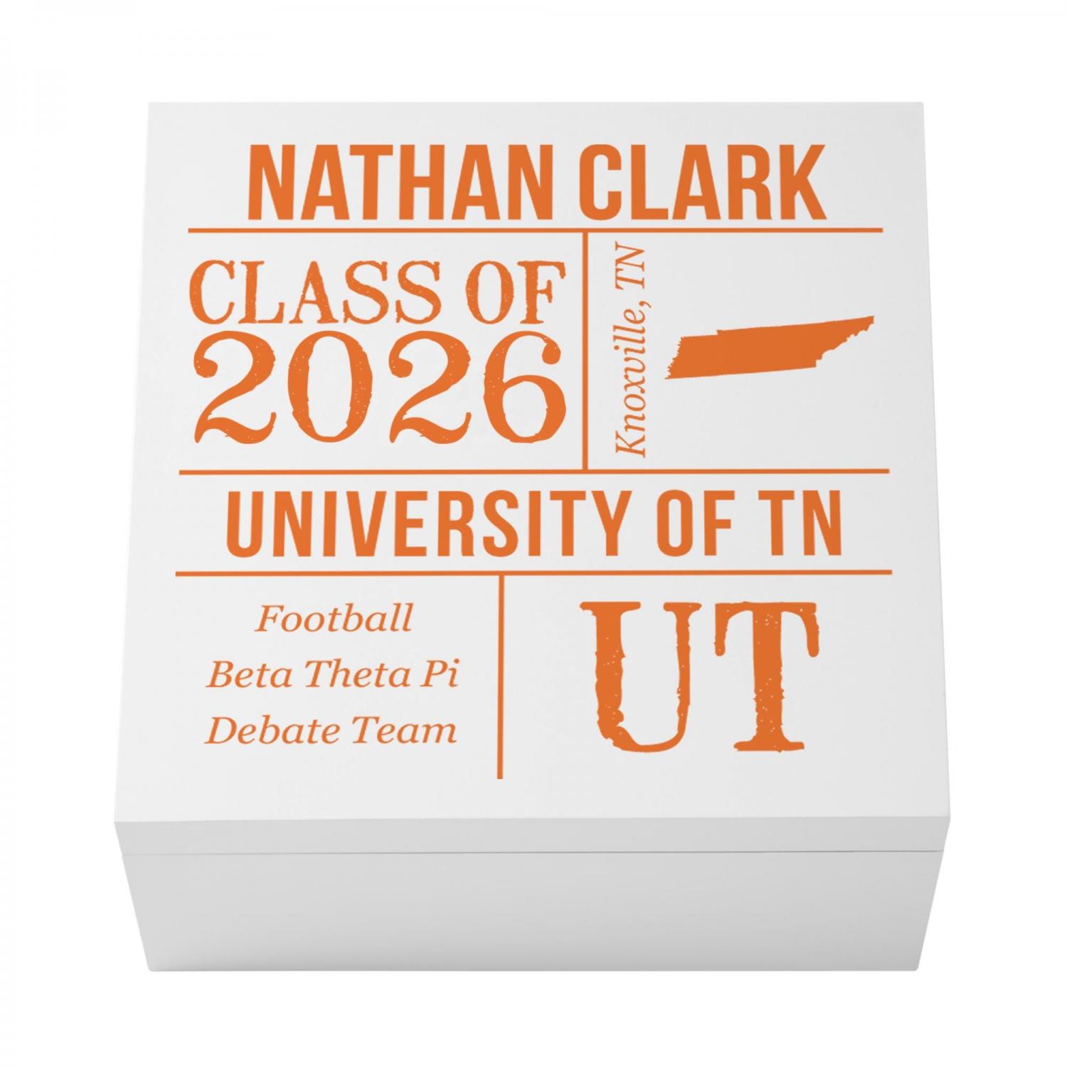 Personalized Keepsake Box - For Graduation - Class of 2026 - Custom Graduate Memento Box - All About The Graduate - Available In 7 Colors