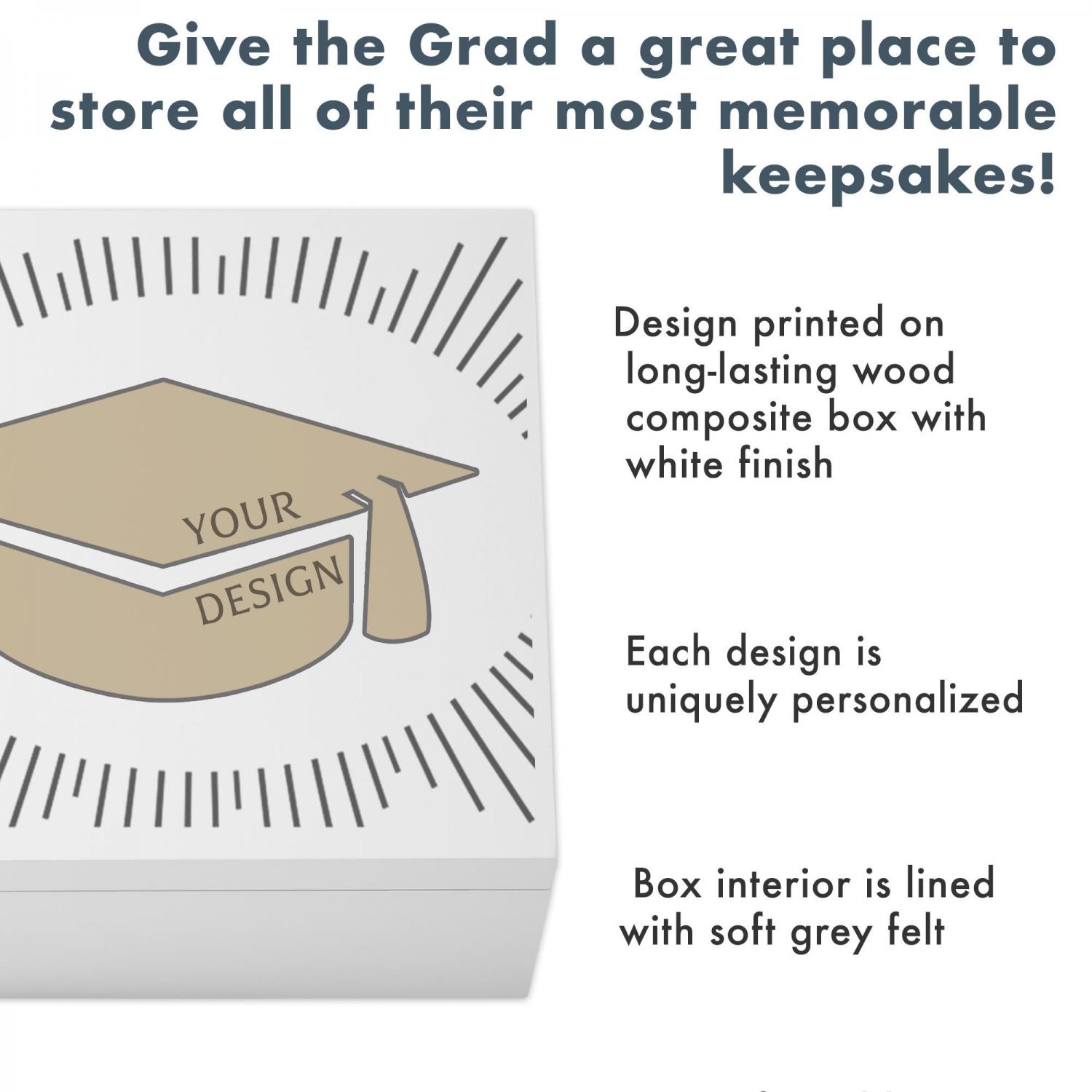 Personalized Keepsake Box - For Graduation - Class of 2026 - Custom Graduate Memento Box - All About The Graduate - Available In 7 Colors