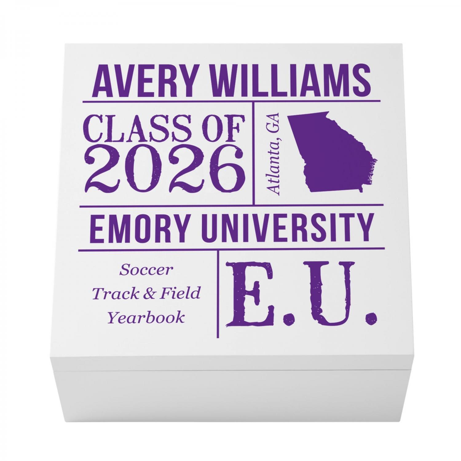 Personalized Keepsake Box - For Graduation - Class of 2026 - Custom Graduate Memento Box - All About The Graduate - Available In 7 Colors