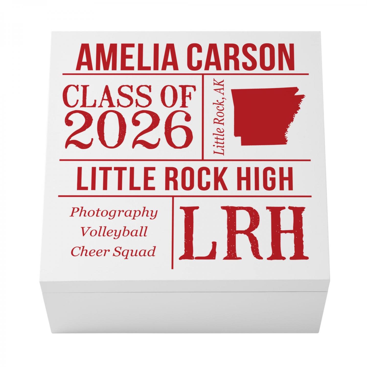 Personalized Keepsake Box - For Graduation - Class of 2026 - Custom Graduate Memento Box - All About The Graduate - Available In 7 Colors
