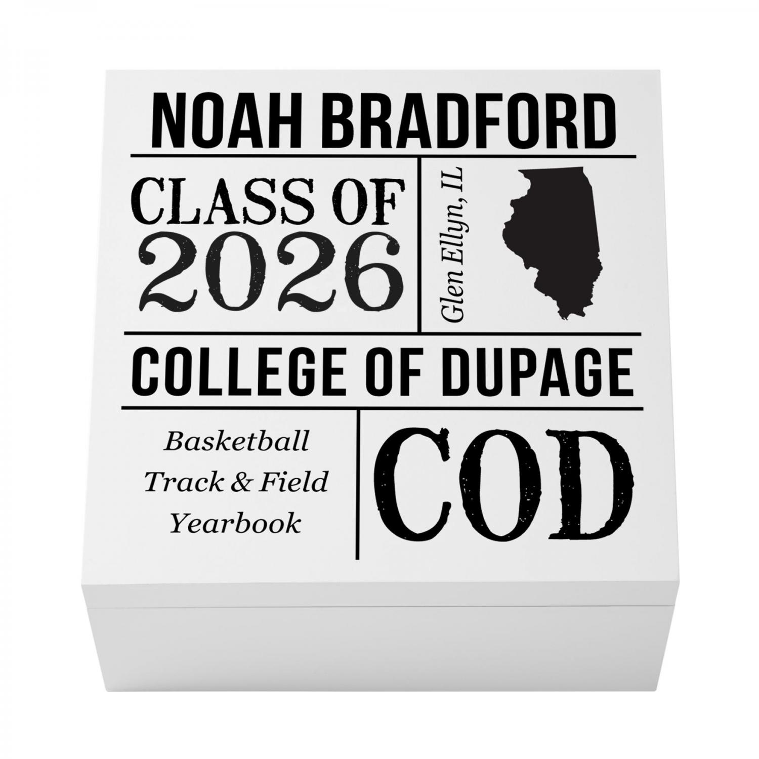 Personalized Keepsake Box - For Graduation - Class of 2026 - Custom Graduate Memento Box - All About The Graduate - Available In 7 Colors