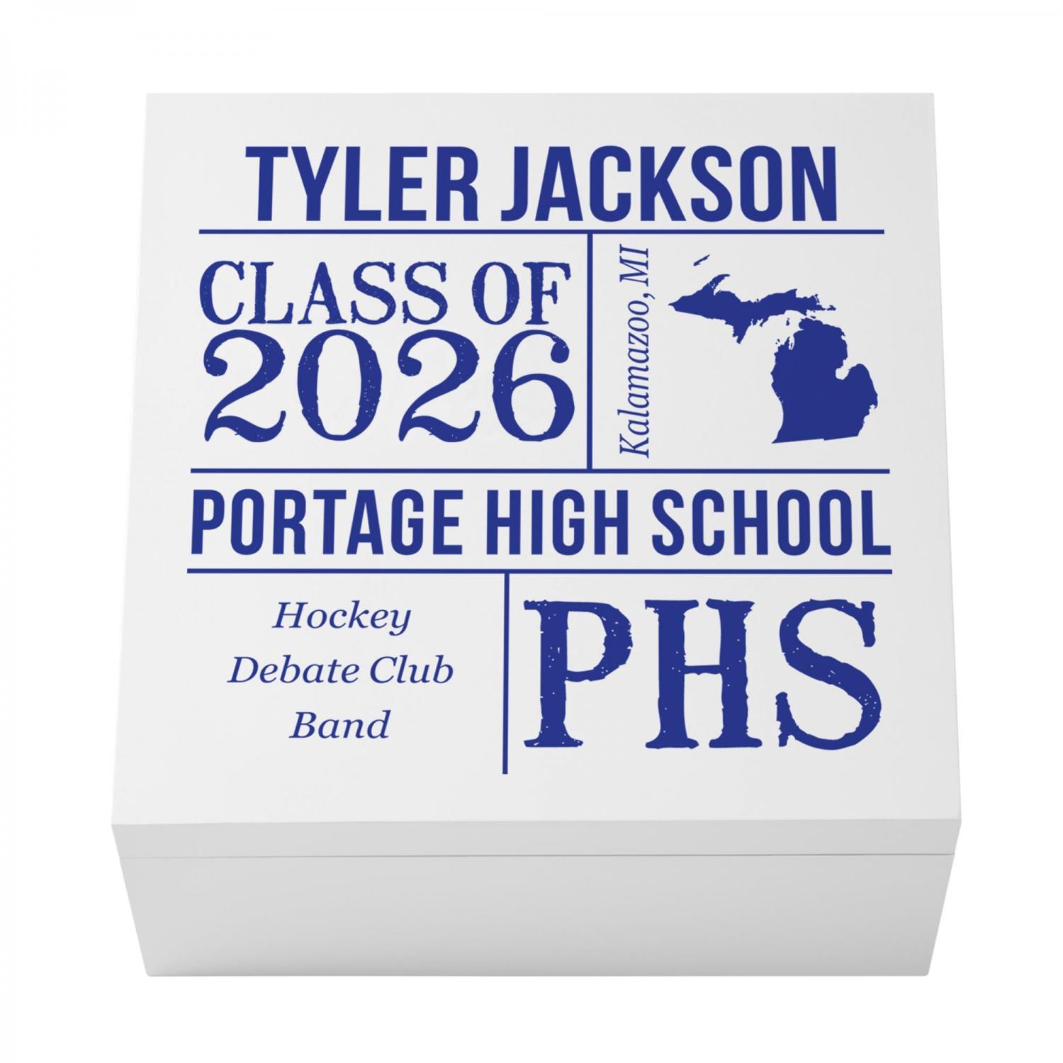 Personalized Keepsake Box - For Graduation - Class of 2026 - Custom Graduate Memento Box - All About The Graduate - Available In 7 Colors