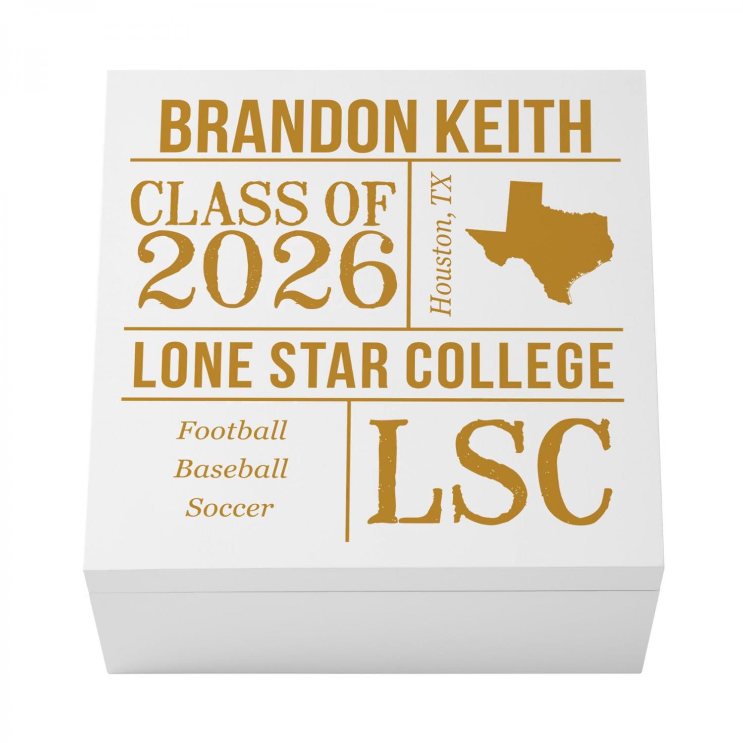 Personalized Keepsake Box - For Graduation - Class of 2026 - Custom Graduate Memento Box - All About The Graduate - Available In 7 Colors