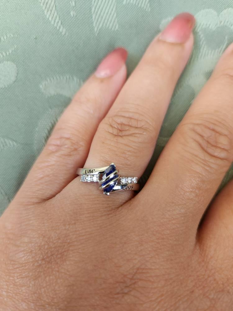 Personalized Class of 2025 Graduation Ring, Custom Birthstone & Name Engraving Ring, Delicate Woman's Class Ring with Custom Engravings