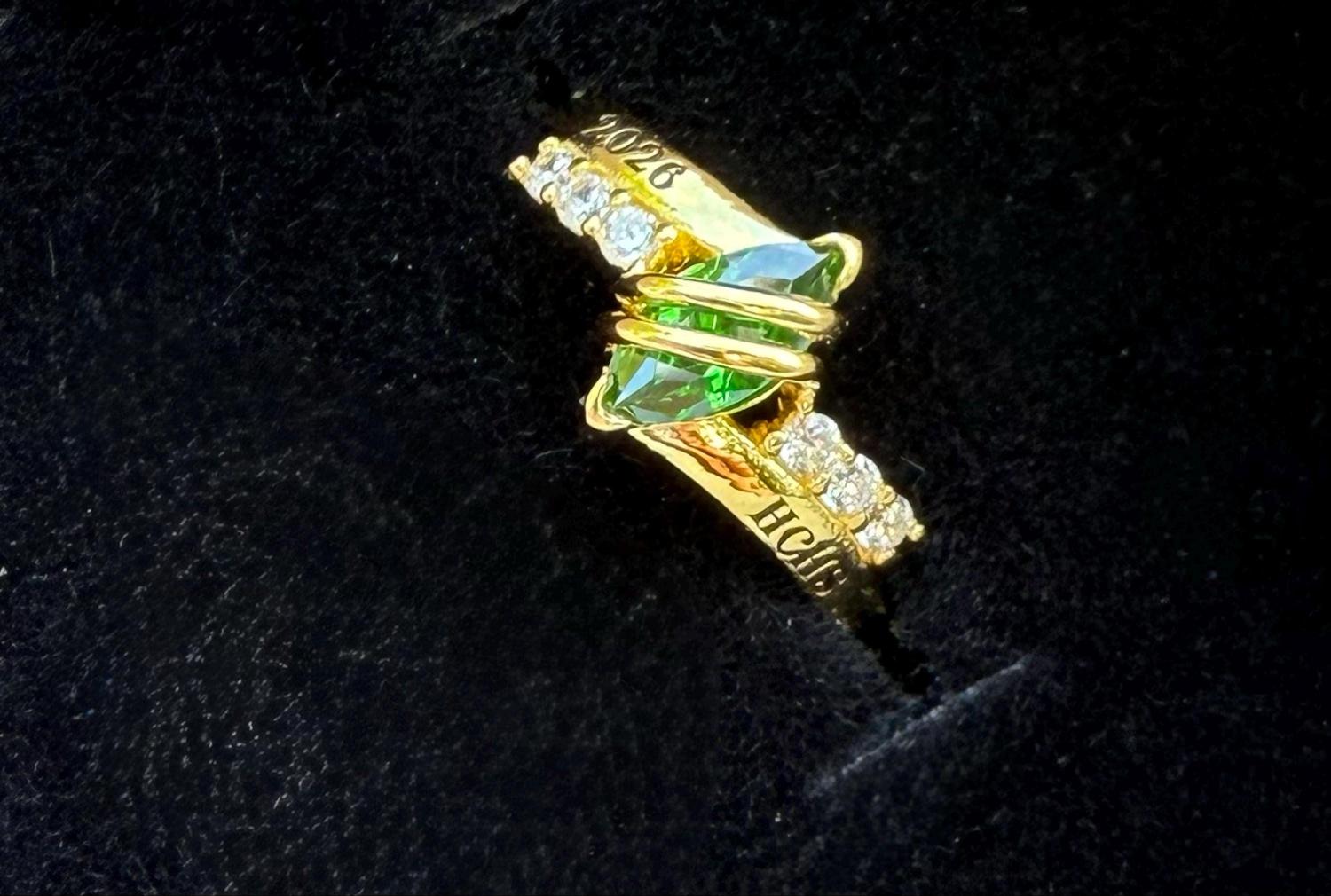 Personalized Class of 2025 Graduation Ring, Custom Birthstone & Name Engraving Ring, Delicate Woman's Class Ring with Custom Engravings