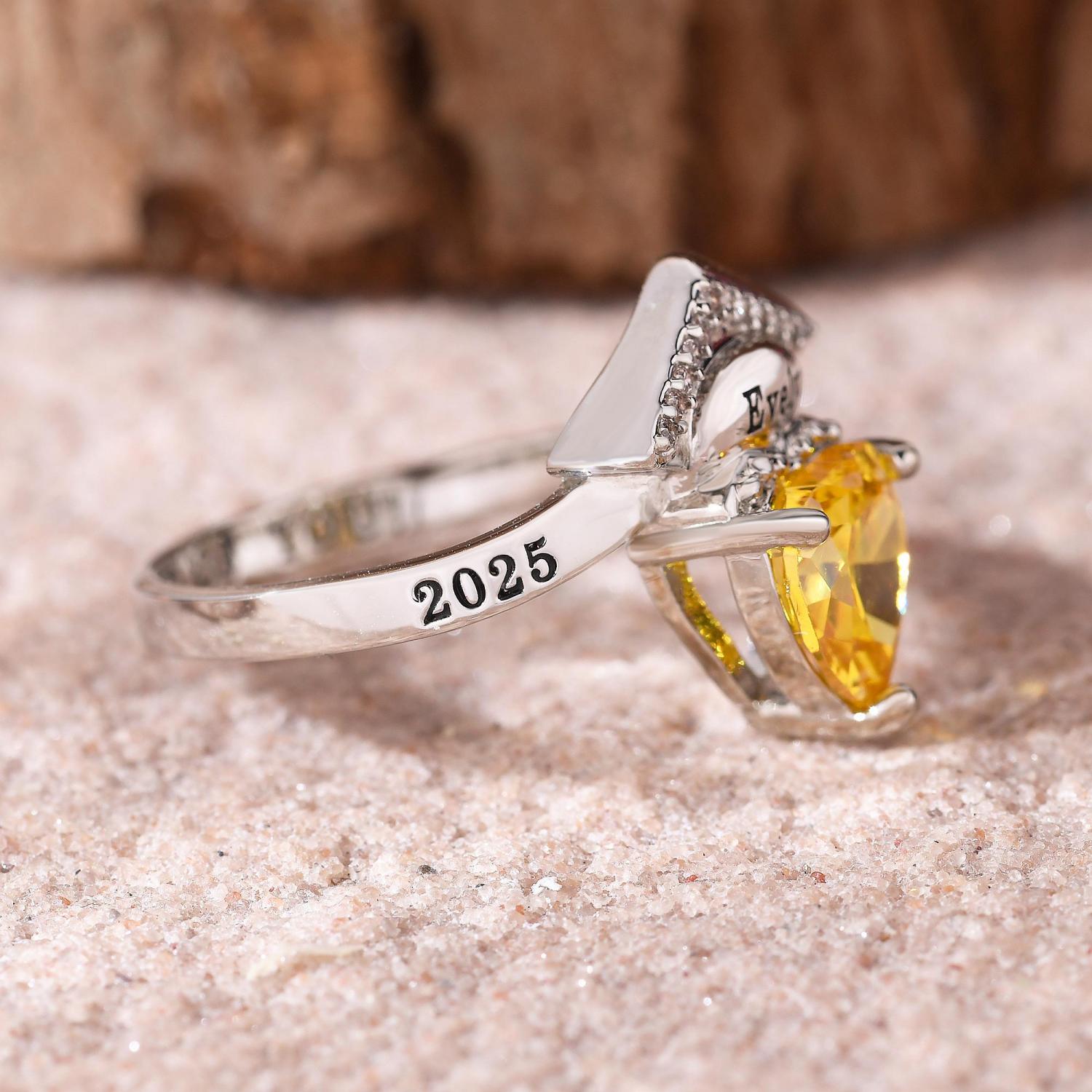 Women’s Graduation Class Ring, Custom Engraved Junior High School Rings, Personalized Christmas Gift for Her, Custom Class Ring for Women