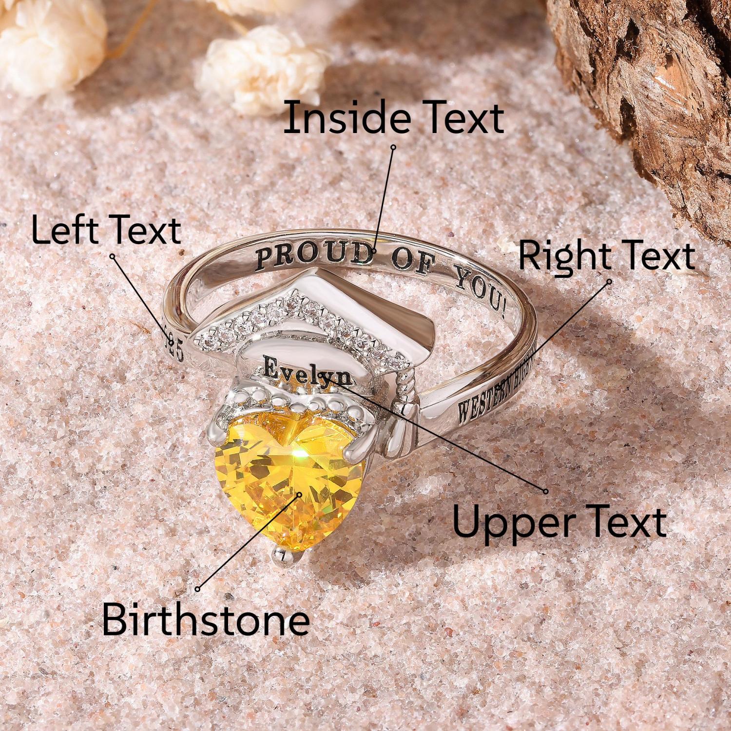 Women’s Graduation Class Ring, Custom Engraved Junior High School Rings, Personalized Christmas Gift for Her, Custom Class Ring for Women