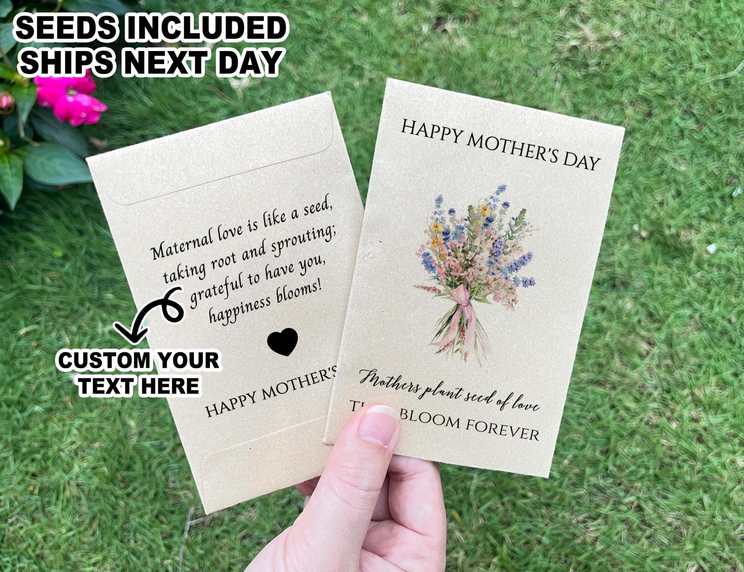 Bulk Custom Mother's Day Favors/Bouquet Seed Packets with Seeds/Happy Mother's Day Seed Envelope/Church Mother's Day Gift/Celebrate Mom Gift