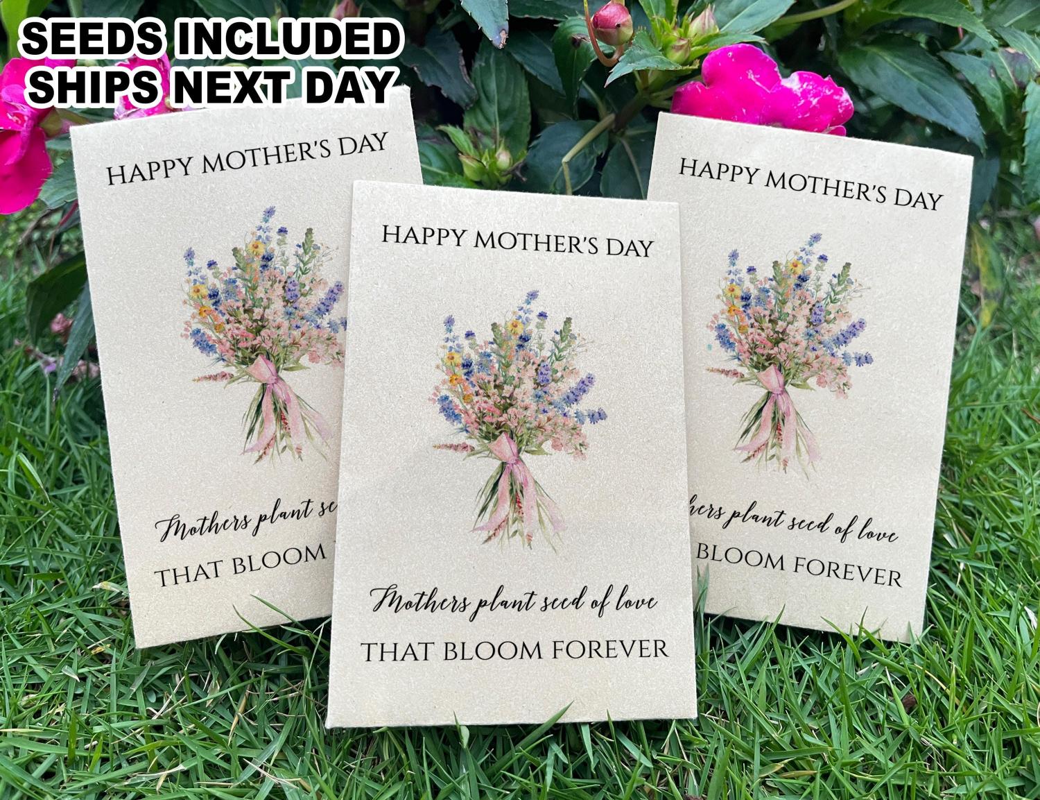 Bulk Custom Mother's Day Favors/Bouquet Seed Packets with Seeds/Happy Mother's Day Seed Envelope/Church Mother's Day Gift/Celebrate Mom Gift