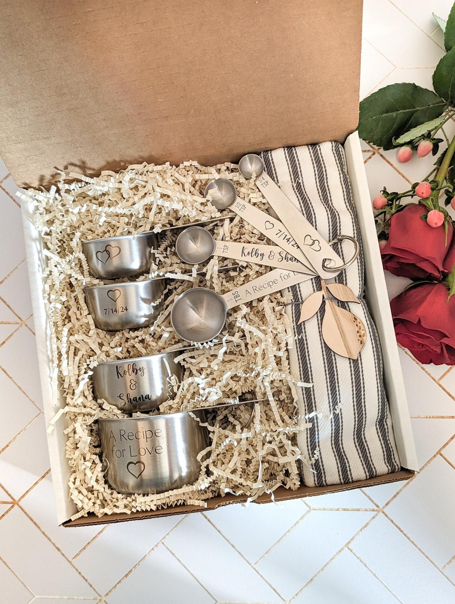 Personalized Measuring Cups & Spoons Set: Bridal Shower, Engagement, or Wedding Gift for Couple