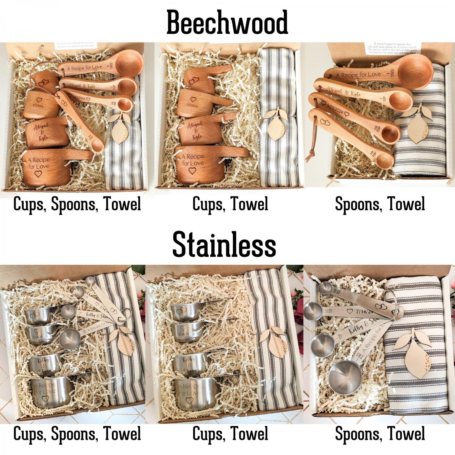 Personalized Measuring Cups & Spoons Set: Bridal Shower, Engagement, or Wedding Gift for Couple