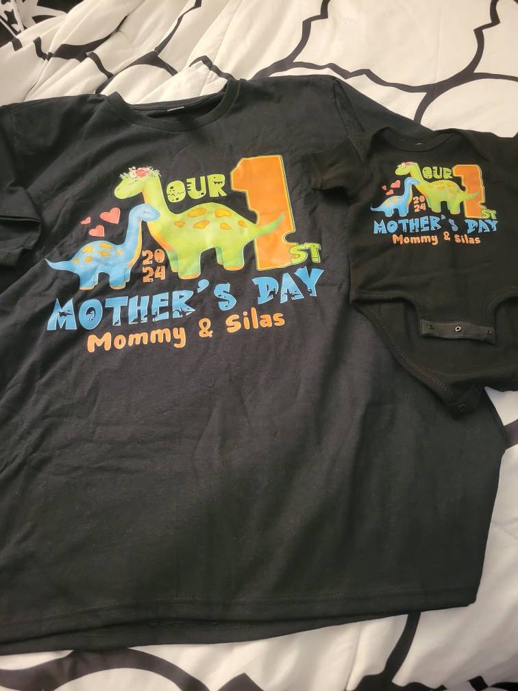 Our First Mother's Day Matching Tee, New Mom Gift, Mothers Day Matching Shirt, Custom 1st Mother's Day Shirt, Matching Mom and Baby Bodysuit