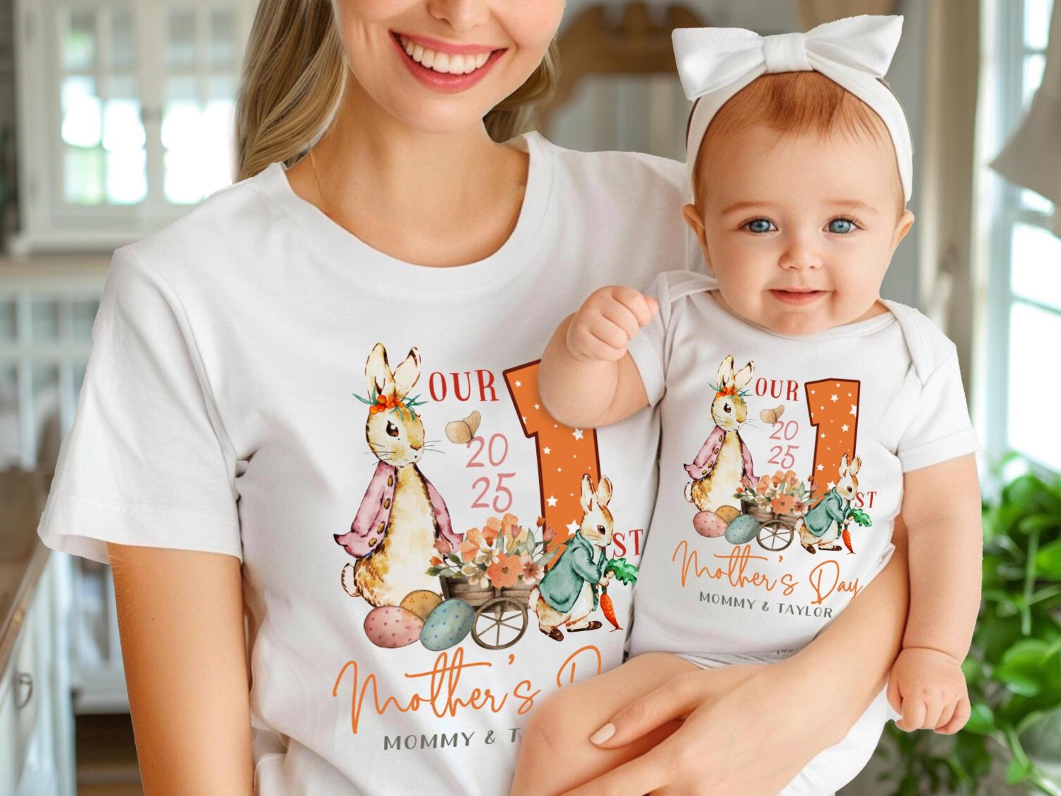 Our First Mother's Day Matching Tee, New Mom Gift, Mothers Day Matching Shirt, Custom 1st Mother's Day Shirt, Matching Mom and Baby Bodysuit