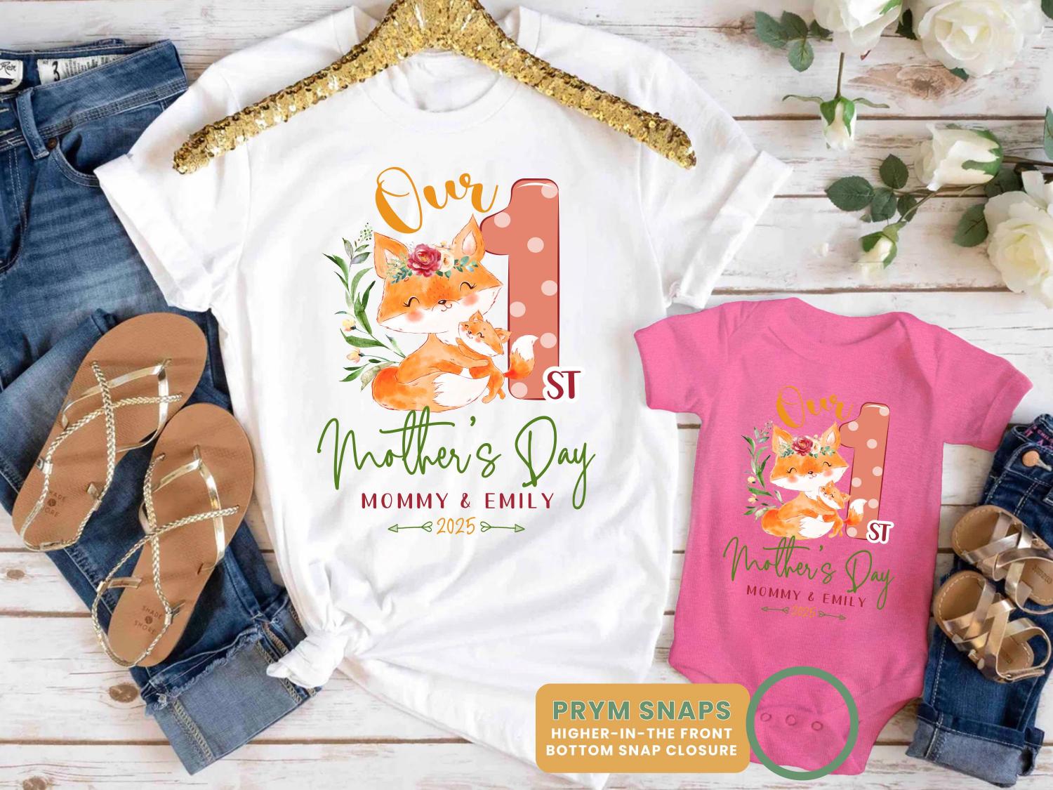 Our First Mother's Day Matching Tee, New Mom Gift, Mothers Day Matching Shirt, Custom 1st Mother's Day Shirt, Matching Mom and Baby Bodysuit