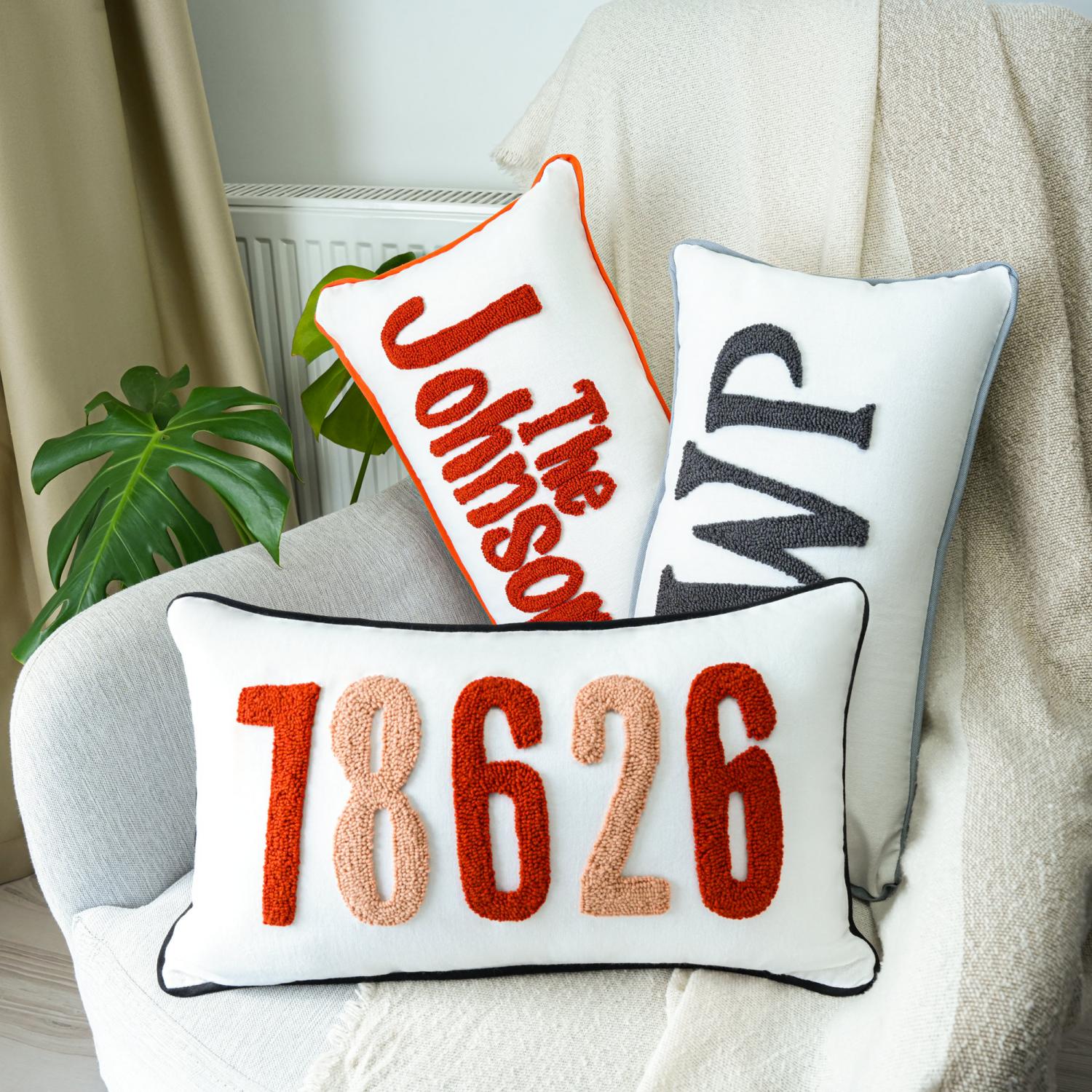 Home Decor Punch Needle Embroidered Custom Pillow, Personalized Gift, Graduation Gift, Dorm Room Decor, Kids Room Decor, Monogram Pillow