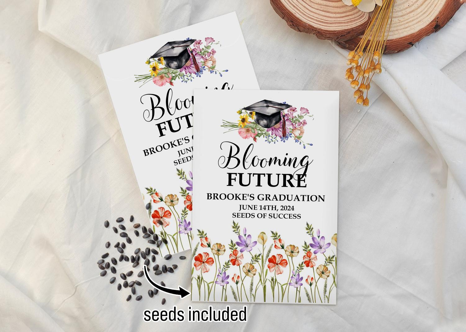 Graduation Seed Packets/Graduation Party Favors for Guests/Blooming Future/Class of 2024/Senior 2024 Grad Party Seed Packet Favors with Seed