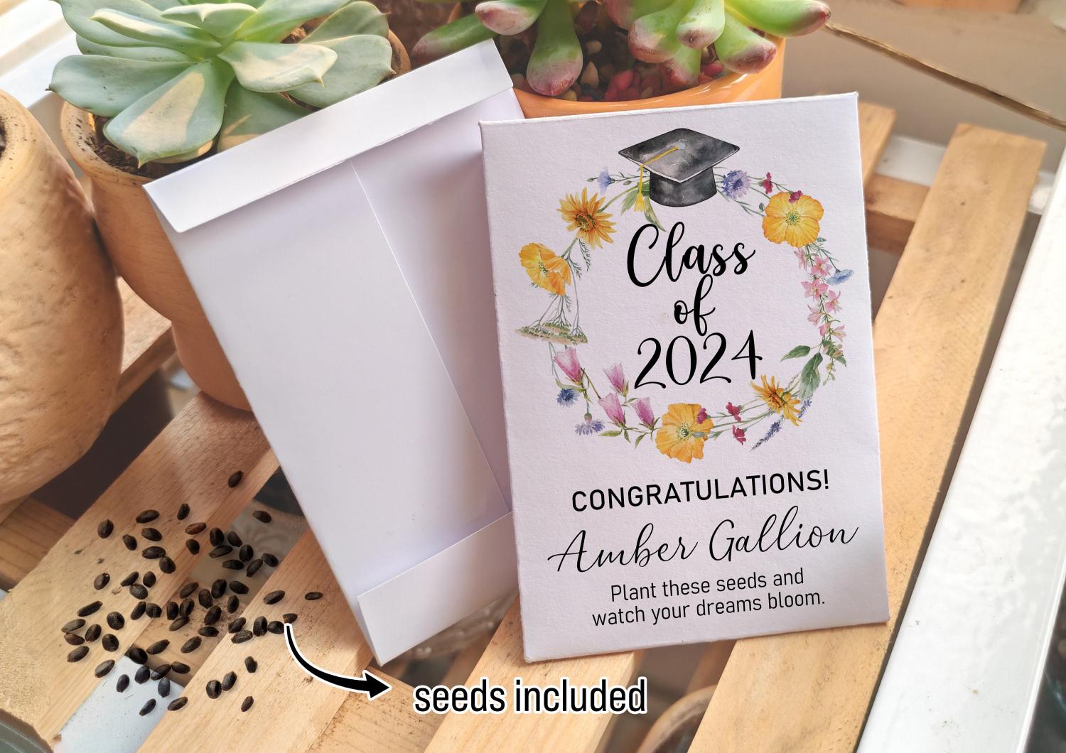 Graduation Seed Packets/Graduation Party Favors for Guests/Blooming Future/Class of 2024/Senior 2024 Grad Party Seed Packet Favors with Seed