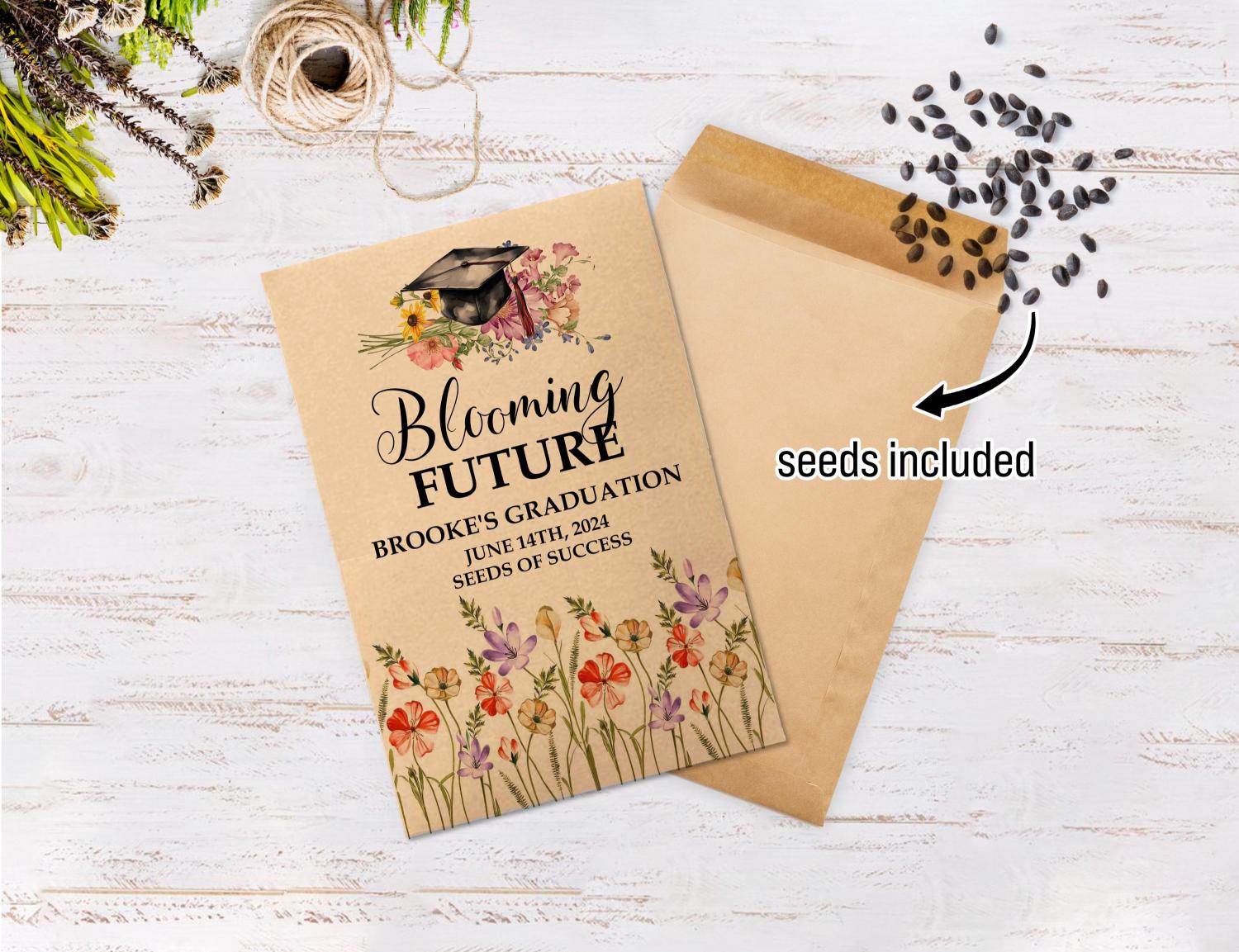 Graduation Seed Packets/Graduation Party Favors for Guests/Blooming Future/Class of 2024/Senior 2024 Grad Party Seed Packet Favors with Seed