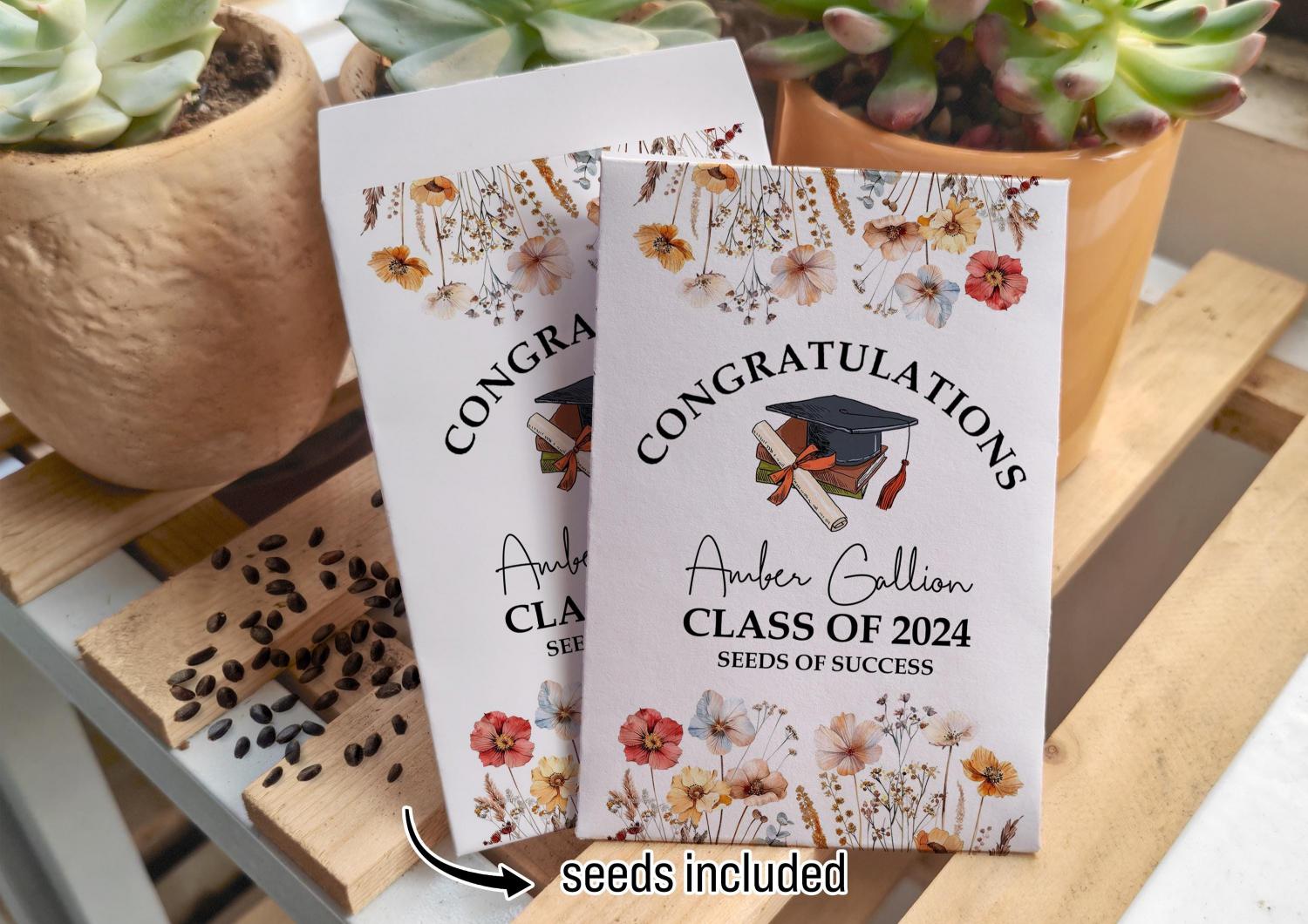 Graduation Seed Packets/Graduation Party Favors for Guests/Blooming Future/Class of 2024/Senior 2024 Grad Party Seed Packet Favors with Seed