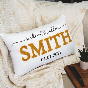 Custom Couple Name Punch Needle Pillow Cover, Anniversary Gift, Wedding Gift, Personalized Couple Throw Pillow, Valentine's Day Gift Idea