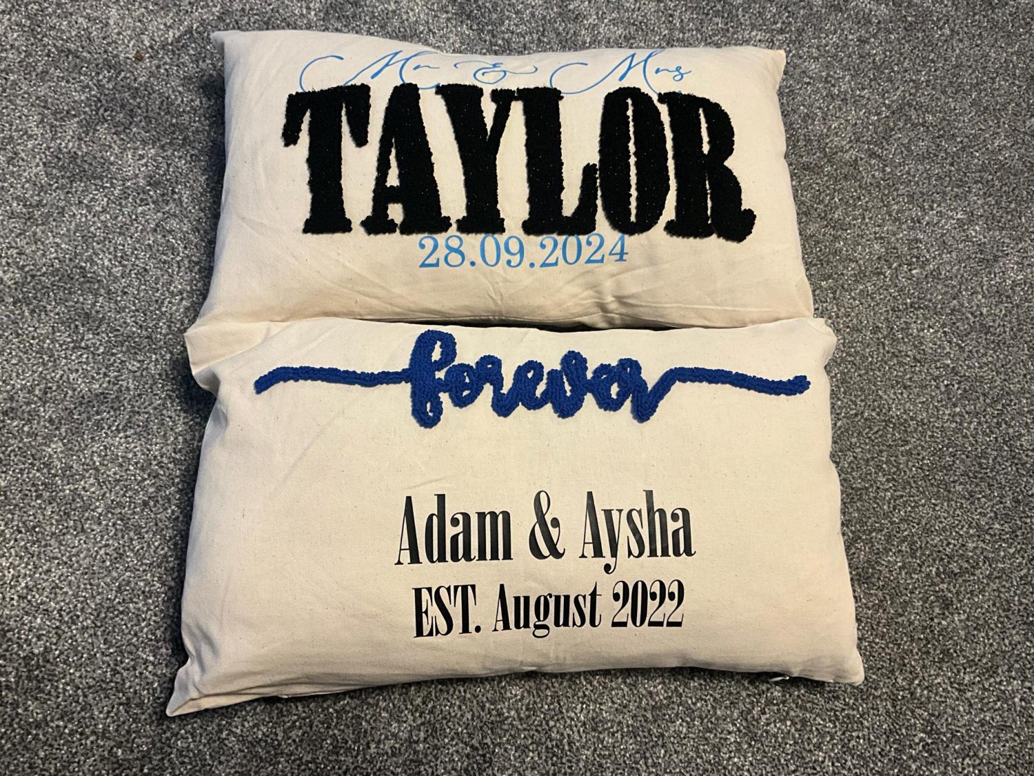 Custom Couple Name Punch Needle Pillow Cover, Anniversary Gift, Wedding Gift, Personalized Couple Throw Pillow, Valentine's Day Gift Idea