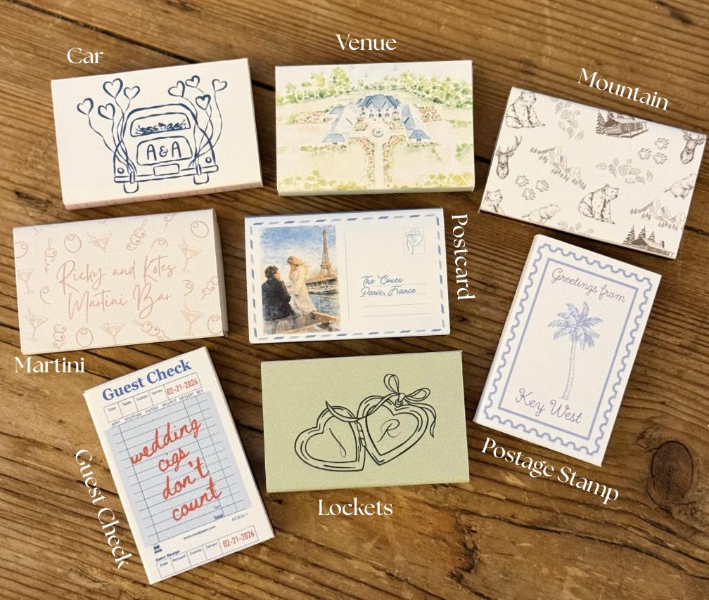 Personalized Wedding Matchbooks - Custom Favors for Wedding guests, Baby Shower, Bachelorette & Housewarming