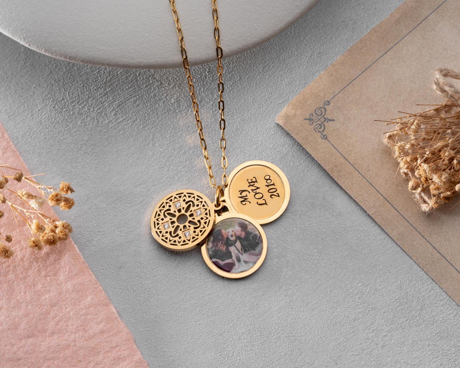 Custom Locket Necklace with Photo, Personalized Photo Pendant, Engravable Memorial  Jewelry, Mothers Day Gift for Her