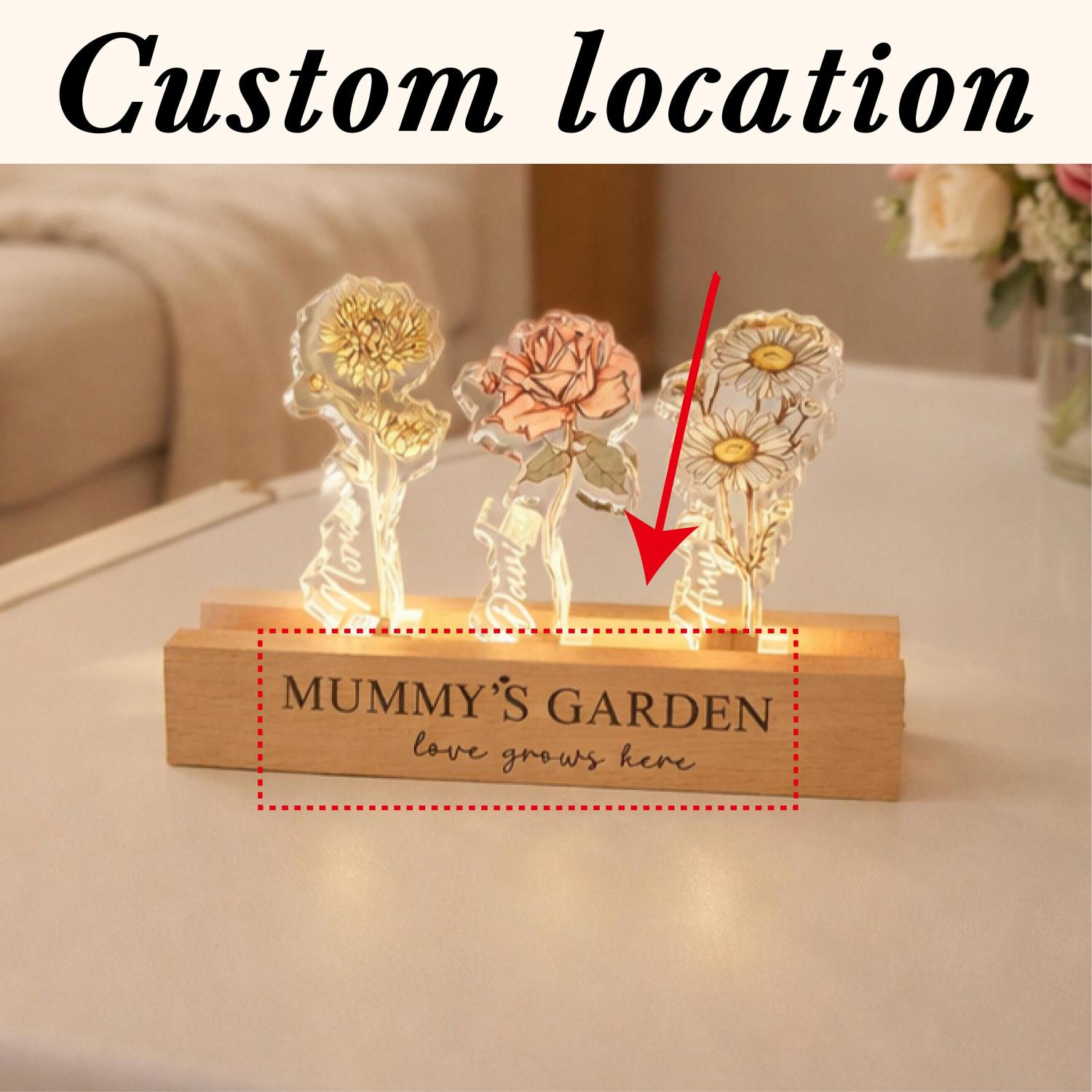 Grandma's Garden Birth Flower Night Light, Custom  Acrylic Night Light with Kids Names, Mother's Day Gift, Family Birth Flower Gifts