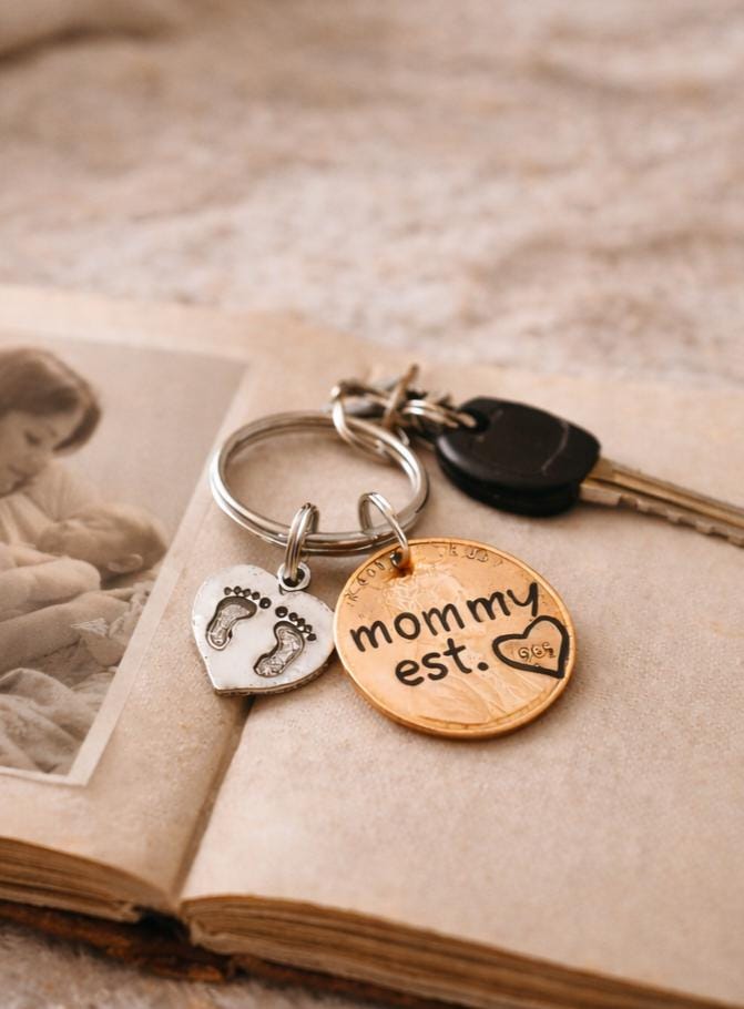 1st Mother's Day Gift, Custom Mom Keychain, Sentimental Mommy Birthday Gift from Son, Gift from Daughter, From Baby, unique Baby Shower Gift