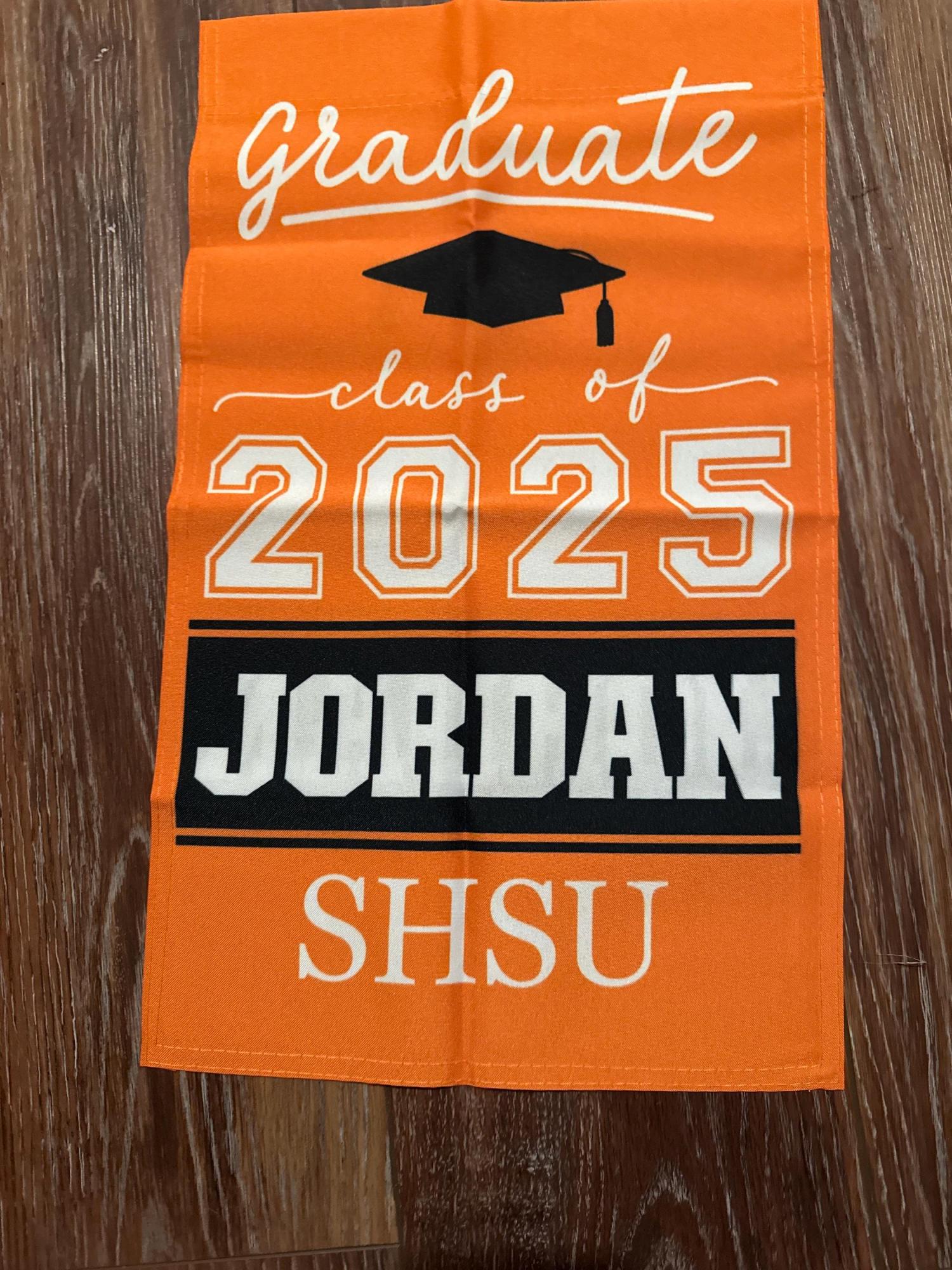 Personalized Graduation Garden Flag w/ Name & School Name - 3 Sizes - Outdoor Graduation Decoration 2026 - Class of 2026 Yard Sign