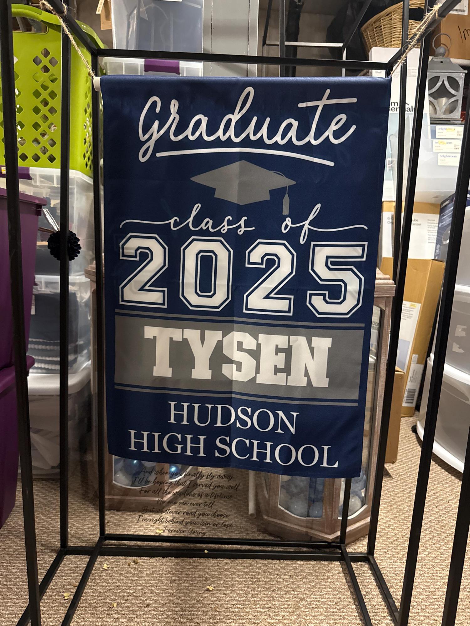 Personalized Graduation Garden Flag w/ Name & School Name - 3 Sizes - Outdoor Graduation Decoration 2026 - Class of 2026 Yard Sign