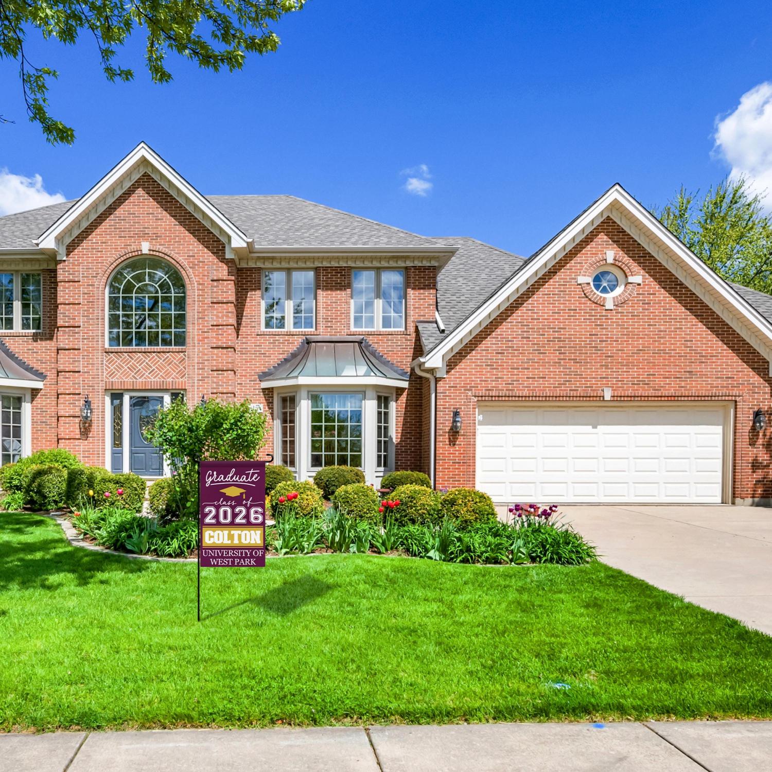 Personalized Graduation Garden Flag w/ Name & School Name - 3 Sizes - Outdoor Graduation Decoration 2026 - Class of 2026 Yard Sign