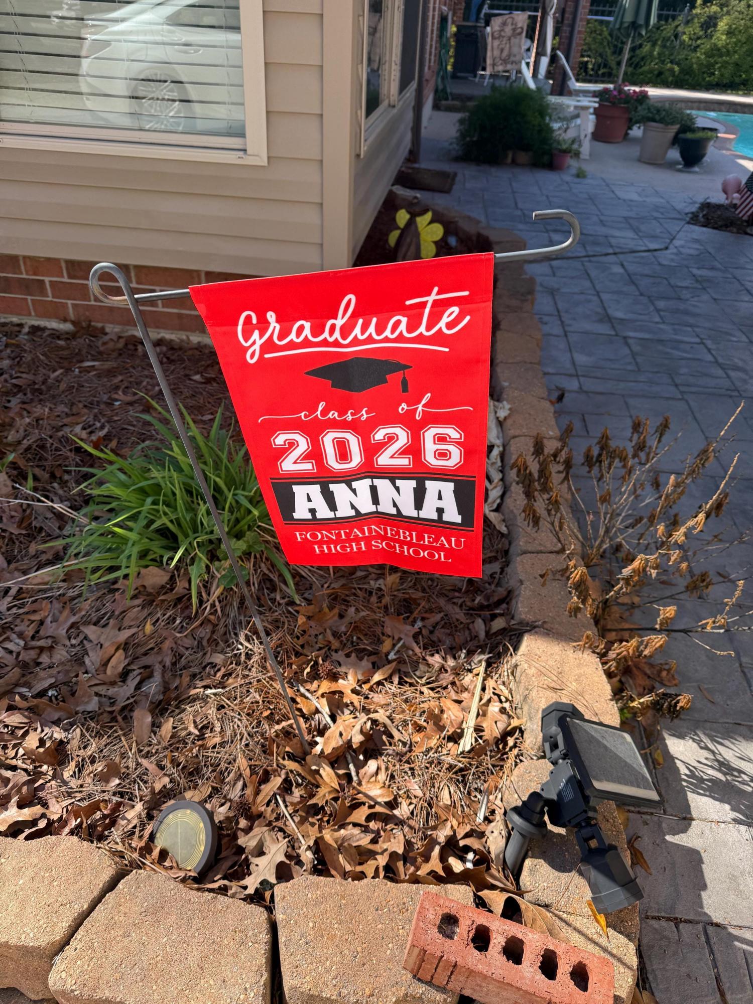 Personalized Graduation Garden Flag w/ Name & School Name - 3 Sizes - Outdoor Graduation Decoration 2026 - Class of 2026 Yard Sign