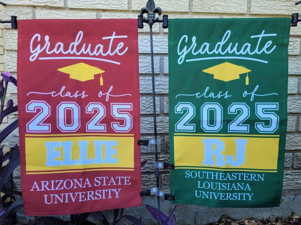 Personalized Graduation Garden Flag w/ Name & School Name - 3 Sizes - Outdoor Graduation Decoration 2026 - Class of 2026 Yard Sign